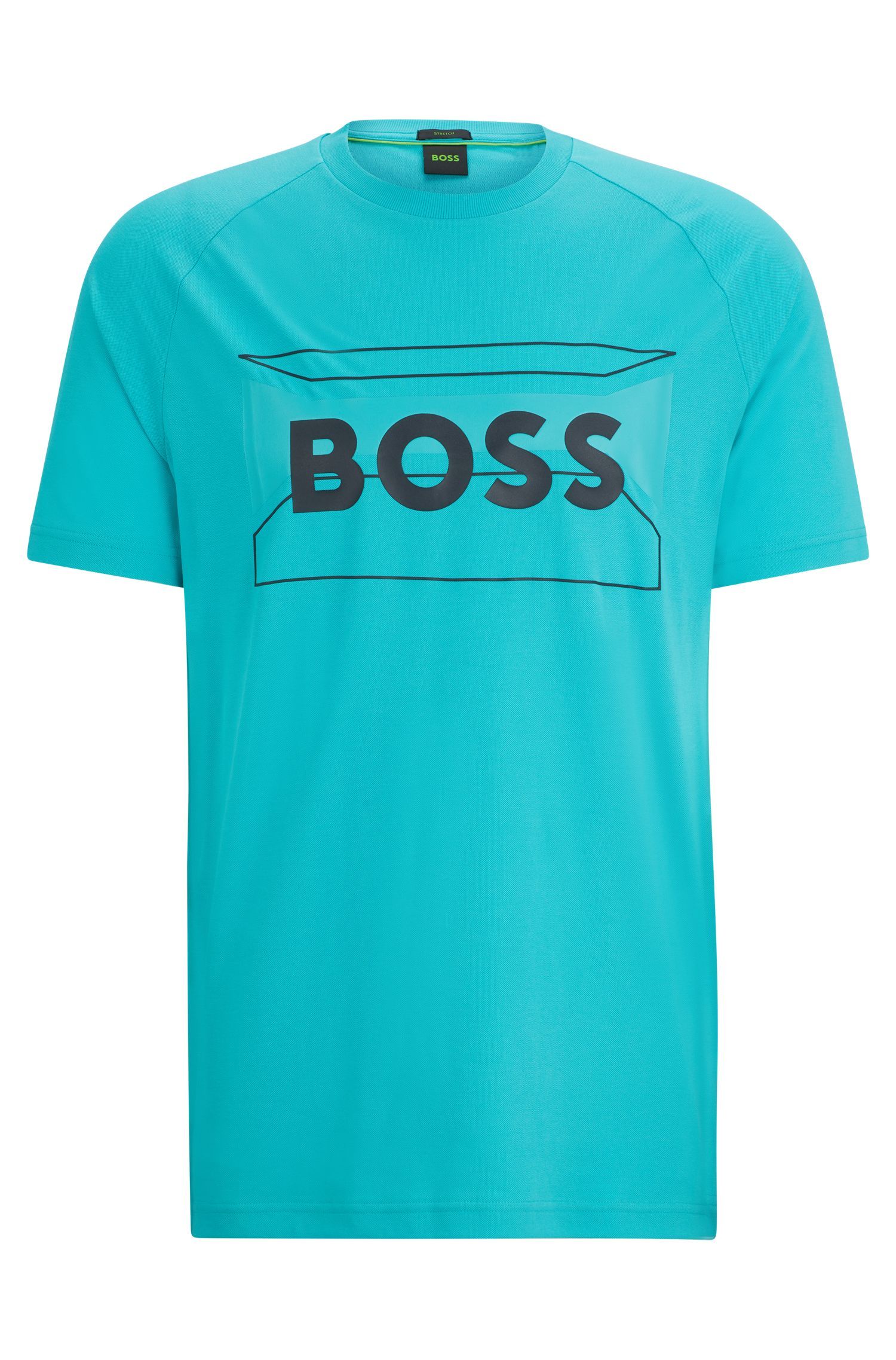 BOSS - Áo thun dáng regular fit vải cotton pha với hoạ tiết logo
