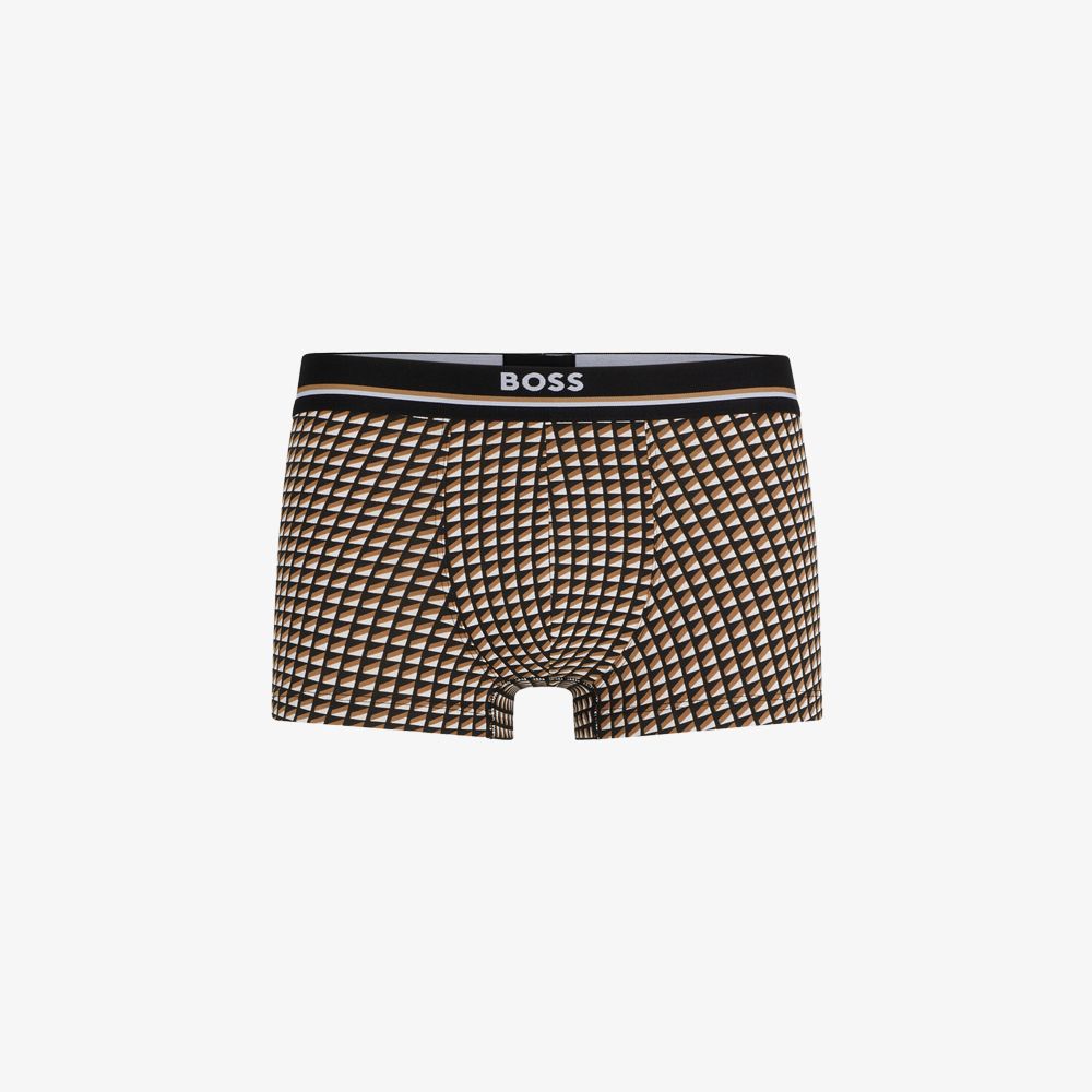 BOSS - Quần lót dáng trunks cotton co giãn in họa tiết
