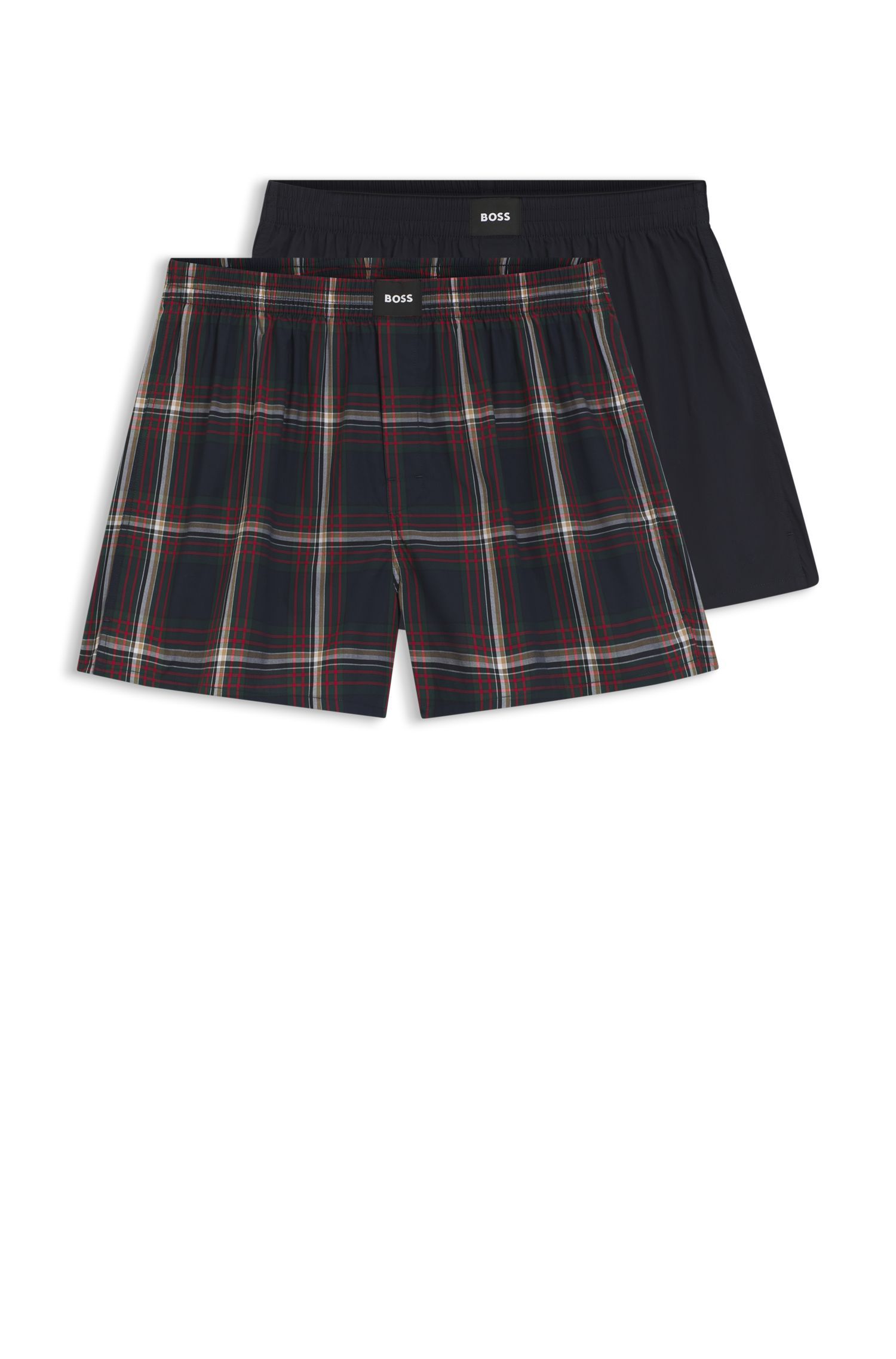 BOSS - Bộ 2 quần short ngủ vải cotton poplin có logo