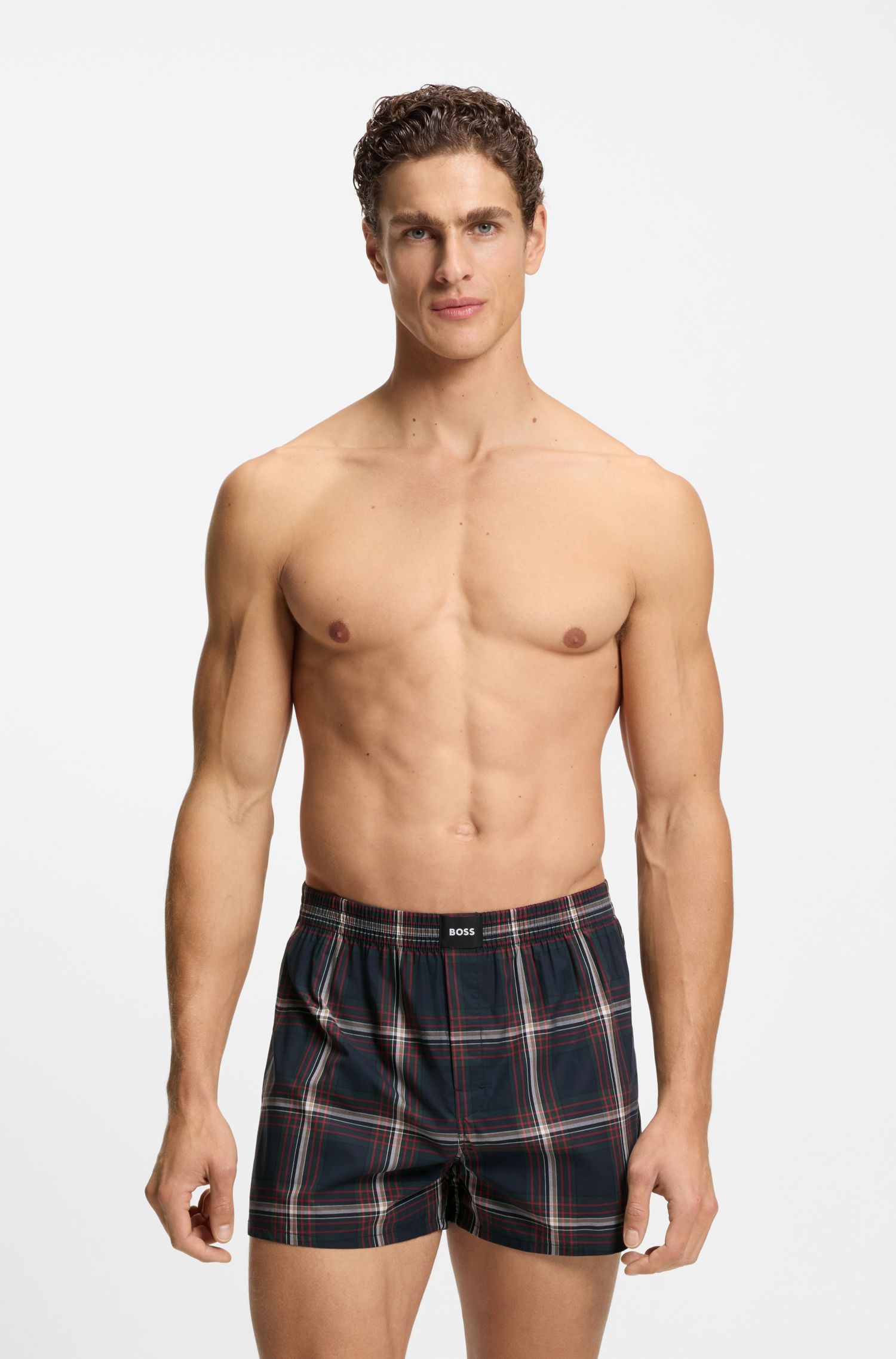 BOSS - Bộ 2 quần short ngủ vải cotton poplin có logo