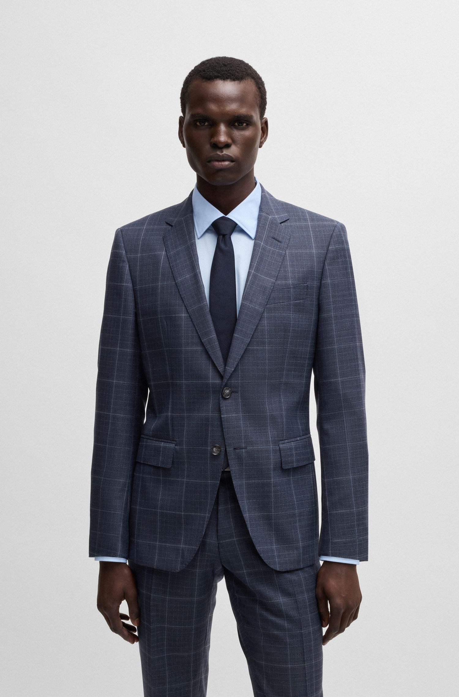 Bộ suit dáng slim-fit vải len họa tiết