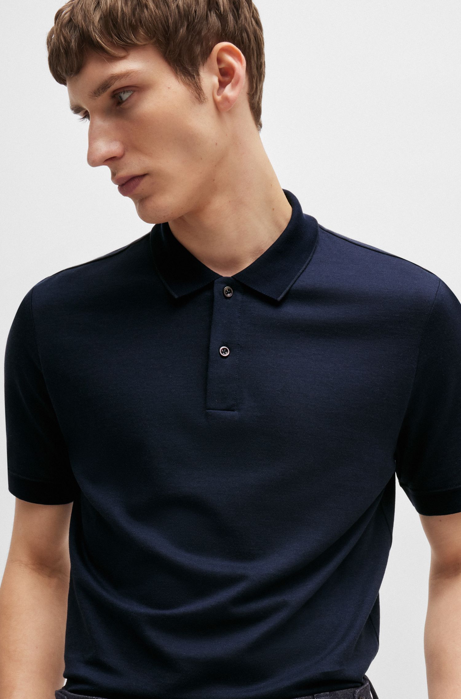 BOSS - Áo polo regular-fit cotton và cashmere