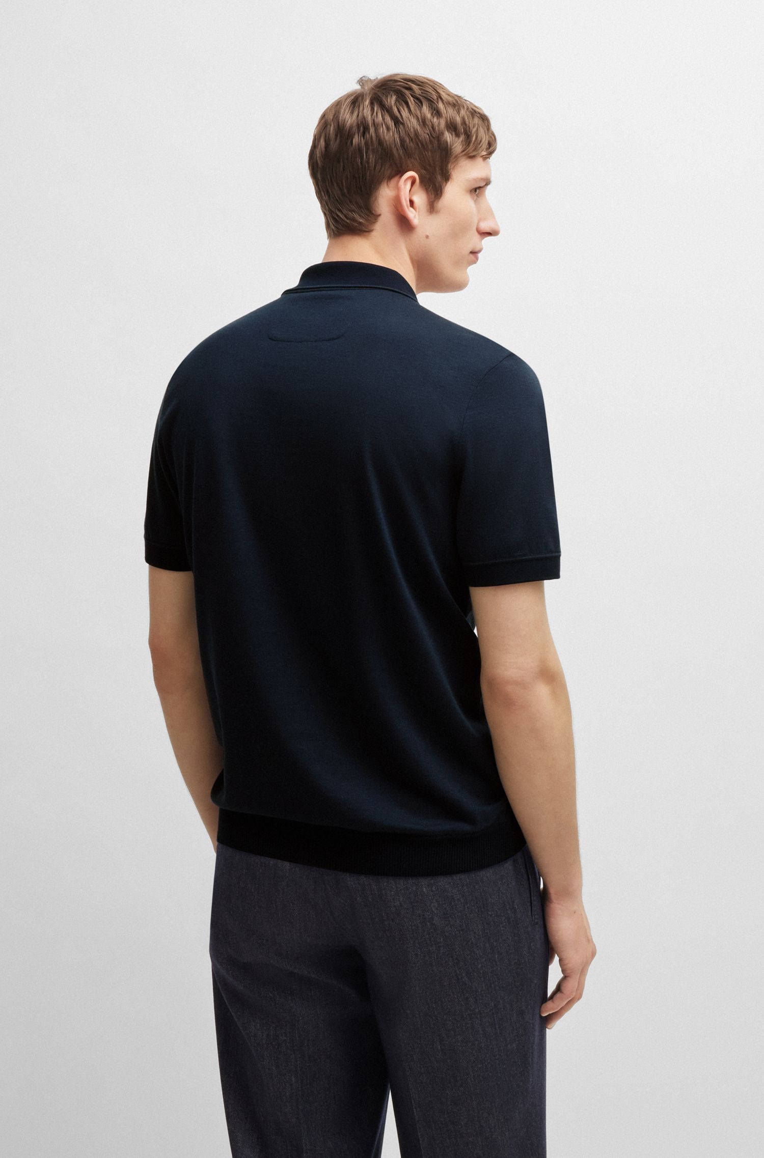 BOSS - Áo polo regular-fit cotton và cashmere