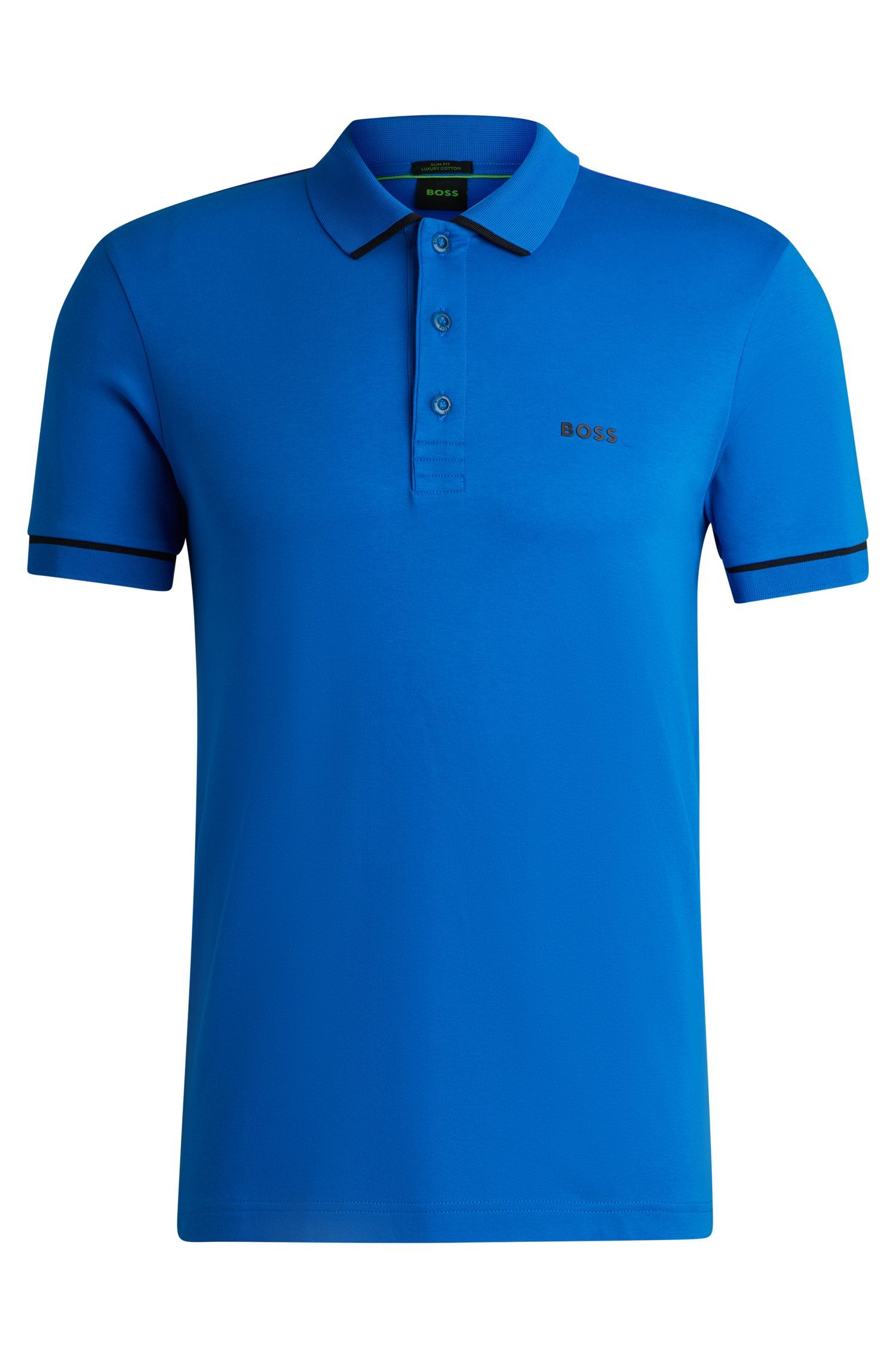 BOSS - Áo polo slim-fit vải dệt kim