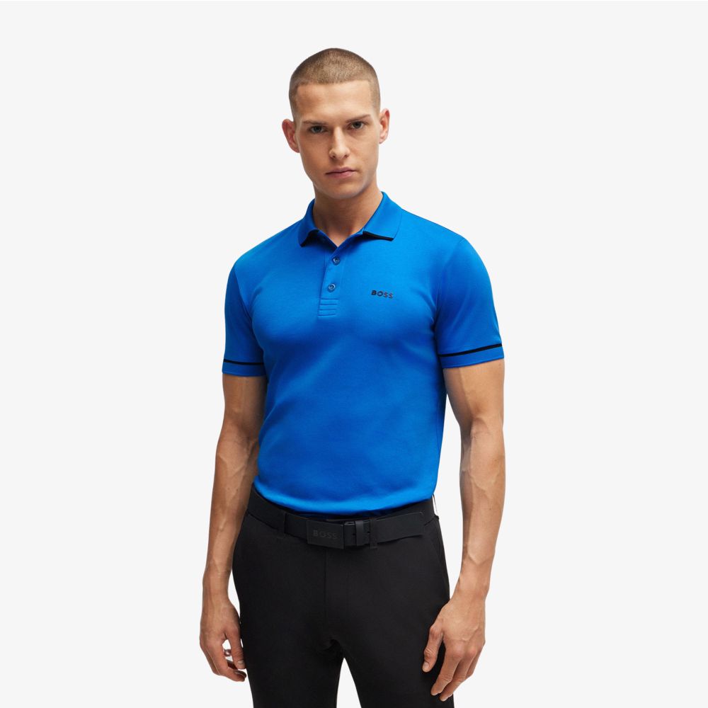 BOSS - Áo polo slim-fit vải dệt kim