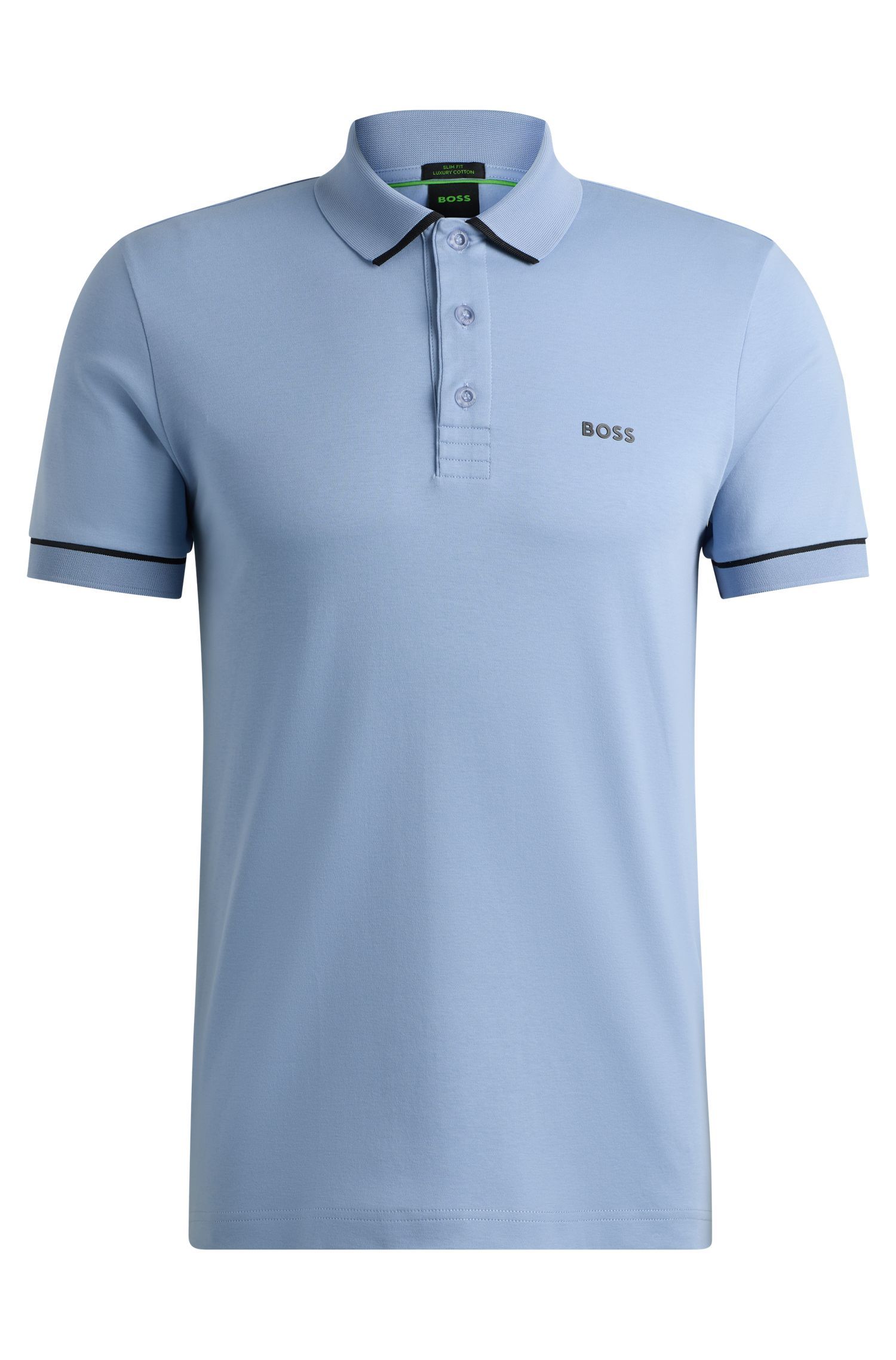 BOSS - Áo polo slim-fit vải dệt kim