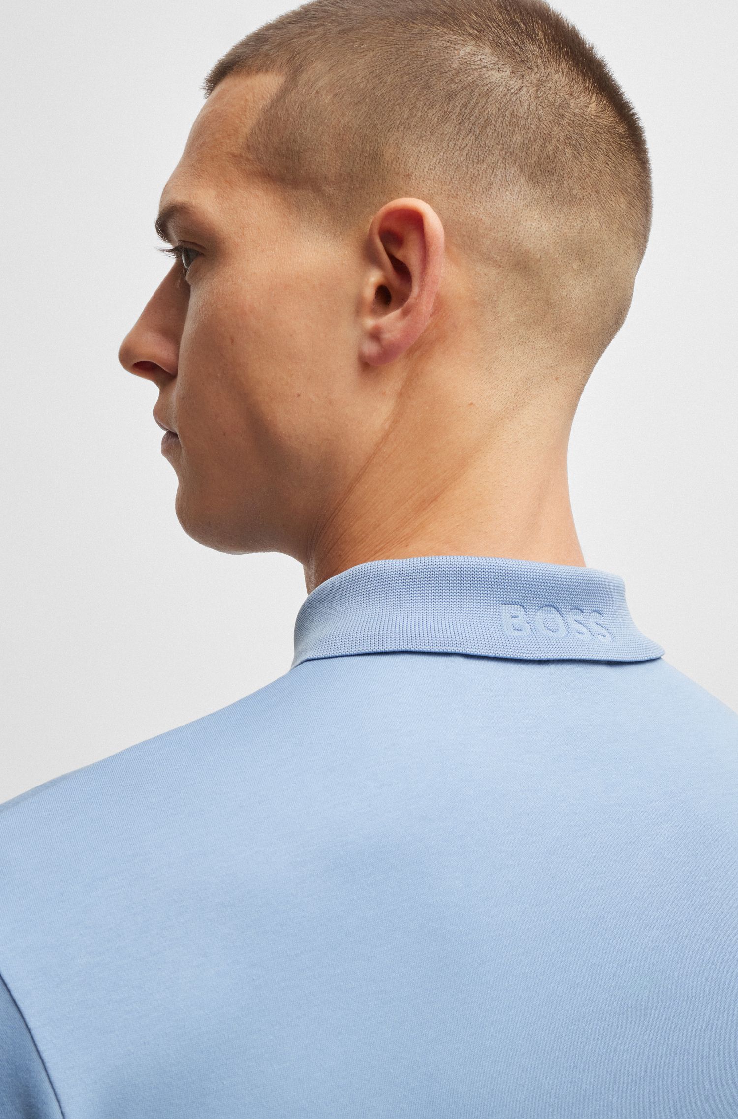 BOSS - Áo polo slim-fit vải dệt kim