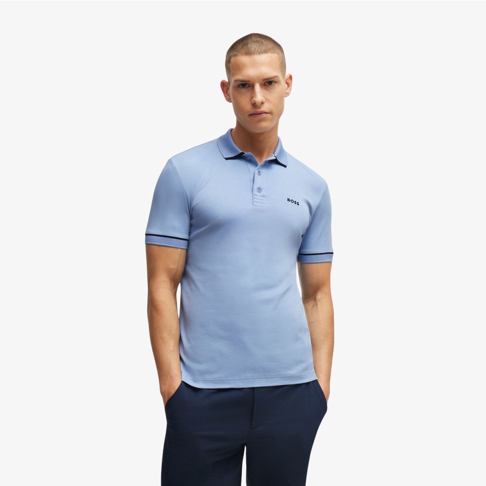 BOSS - Áo polo slim-fit vải dệt kim