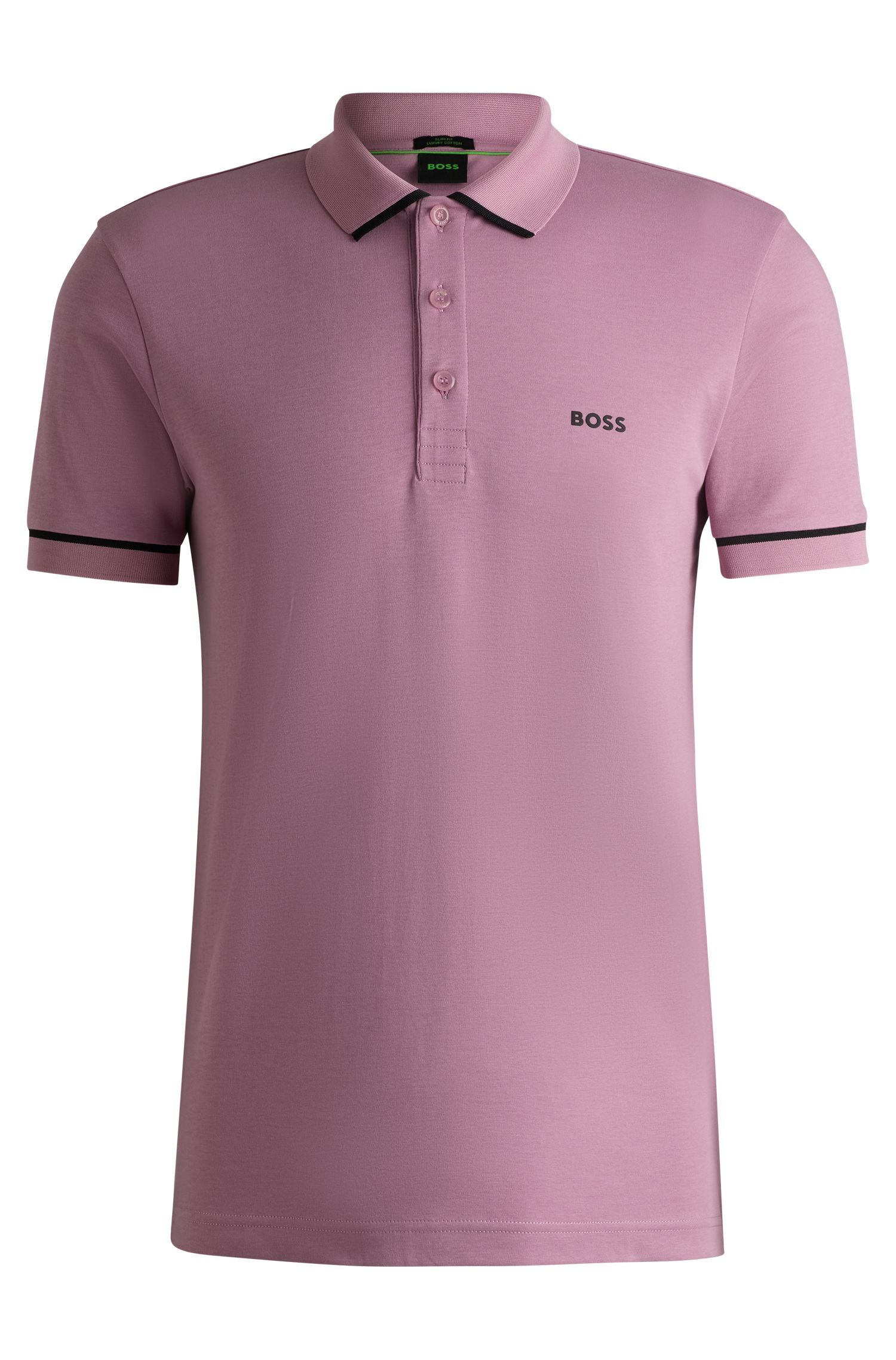 BOSS - Áo polo slim-fit vải dệt kim