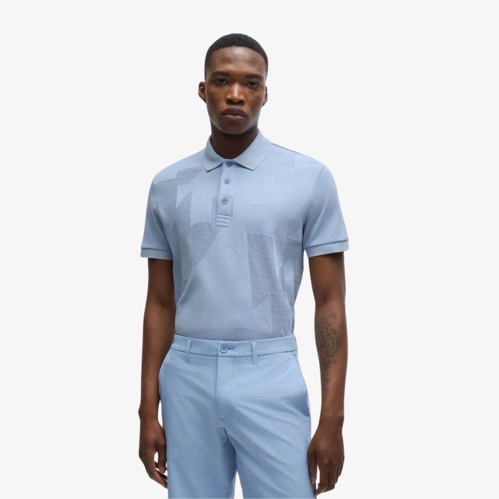 BOSS - Áo polo relaxed-fit cotton jacquard với logo