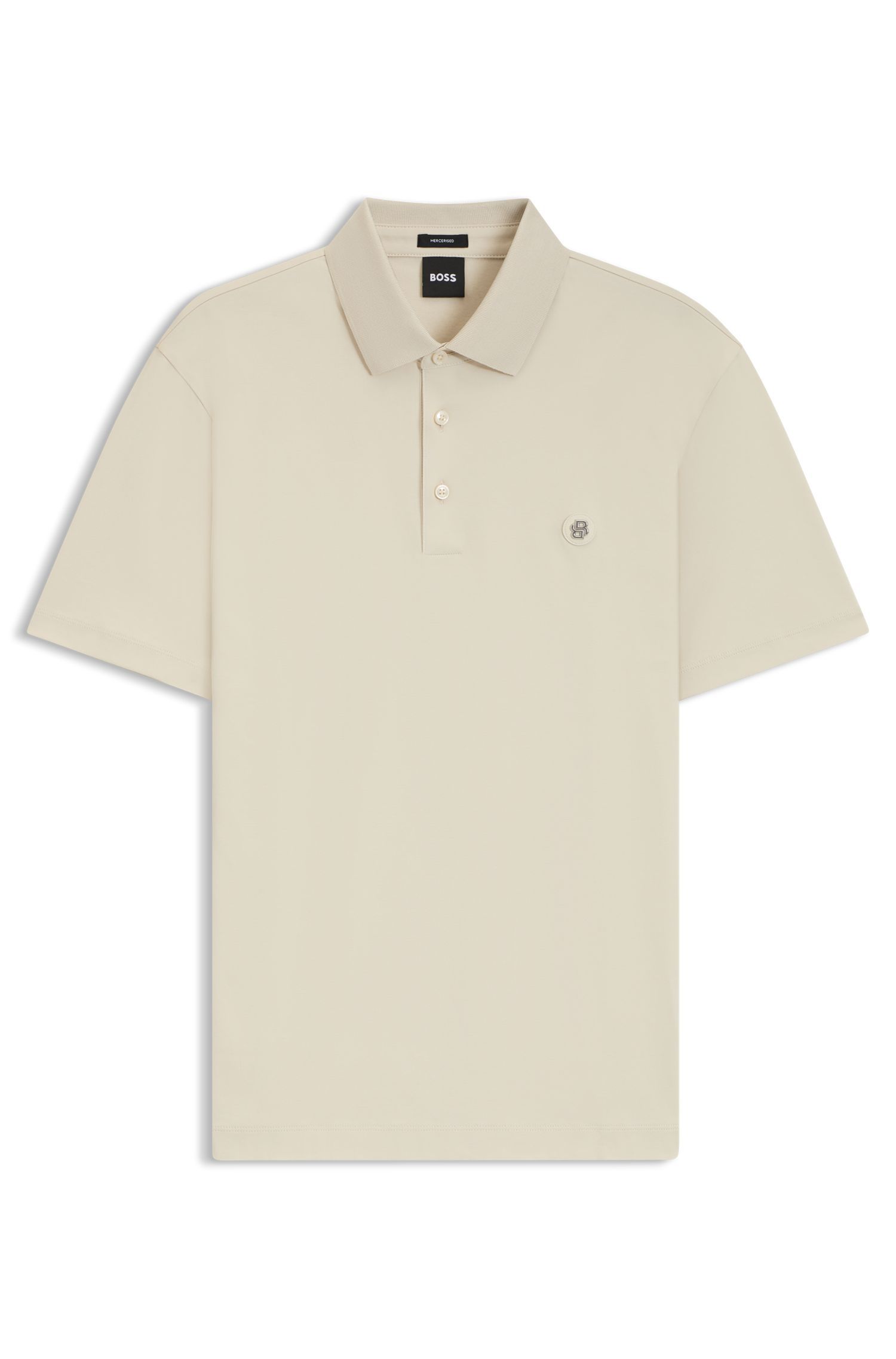 BOSS - Áo polo cotton mercerized họa tiết monogram đôi