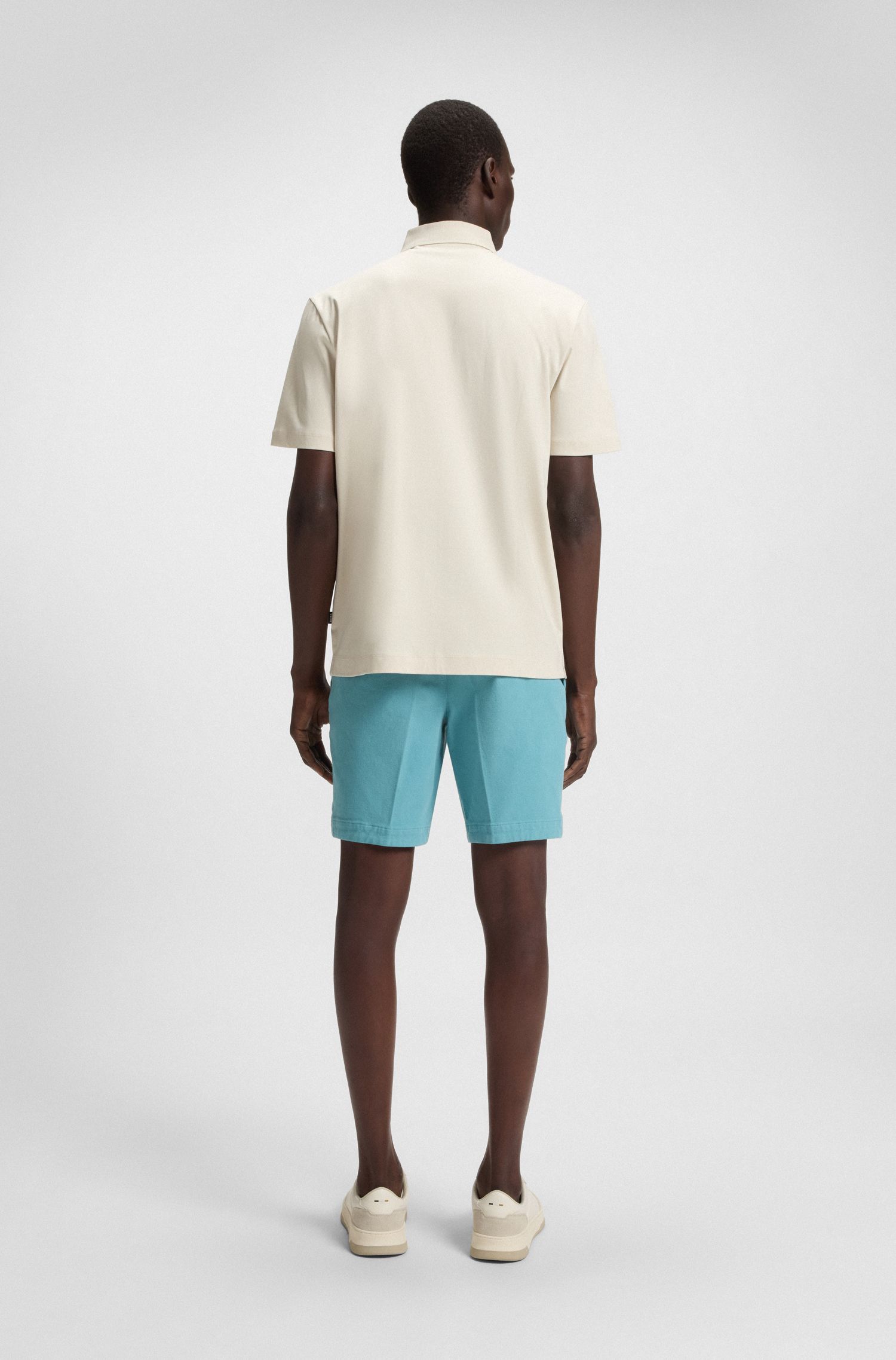 BOSS - Áo polo cotton mercerized họa tiết monogram đôi