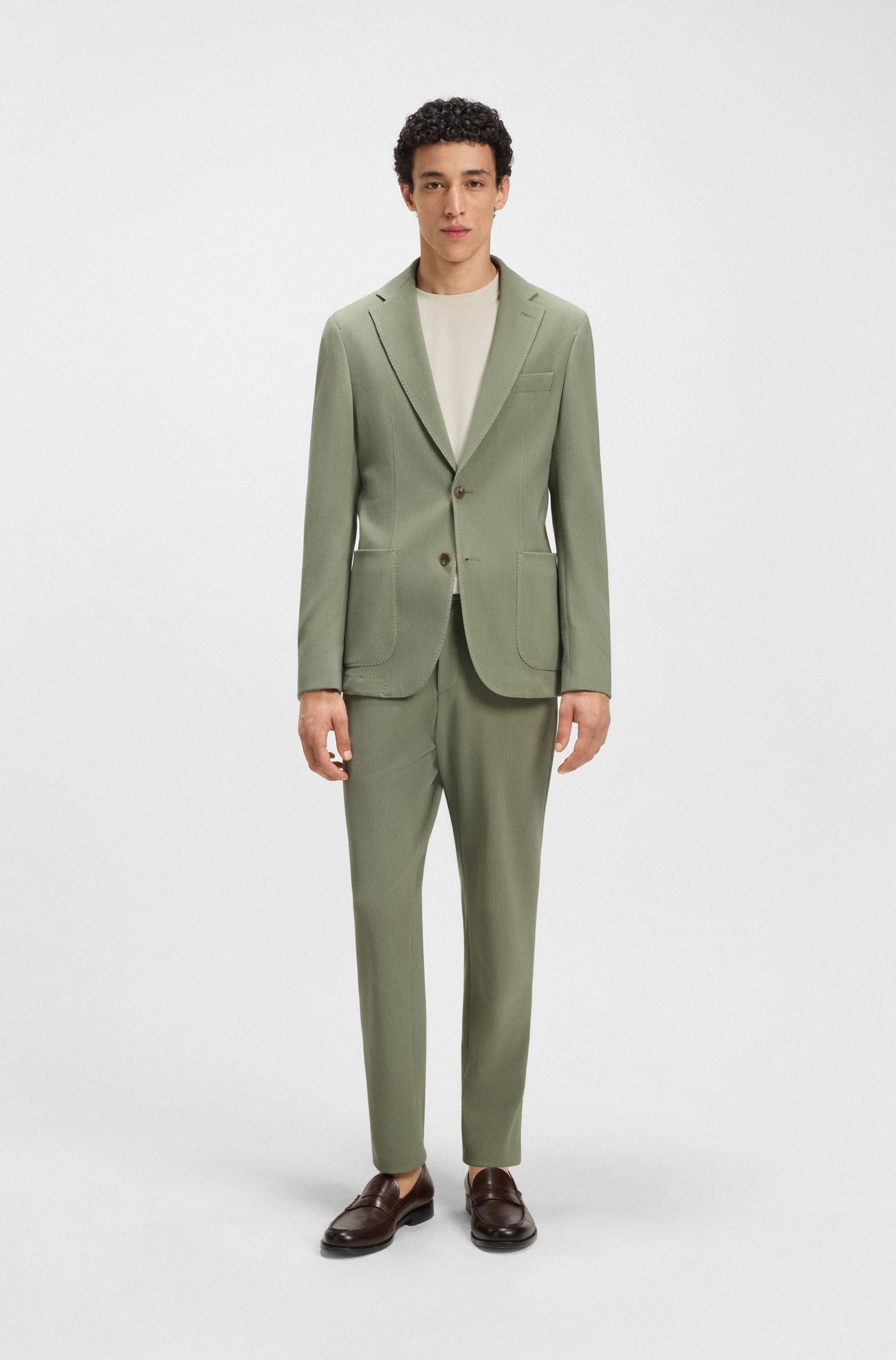 BOSS - Áo thun cotton mercerized regular-fit double-monogram