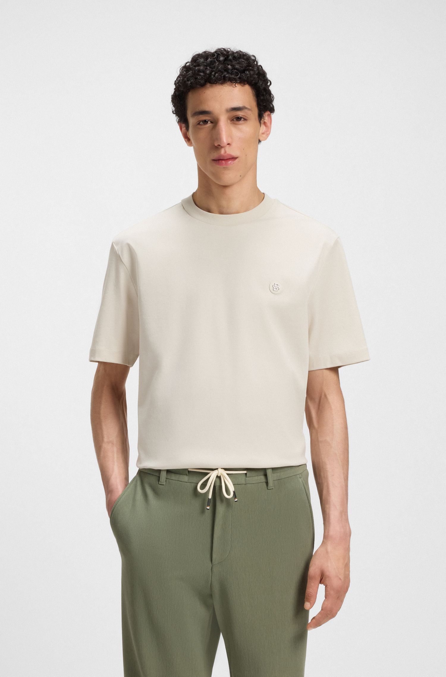 Áo thun cotton mercerized regular-fit double-monogram