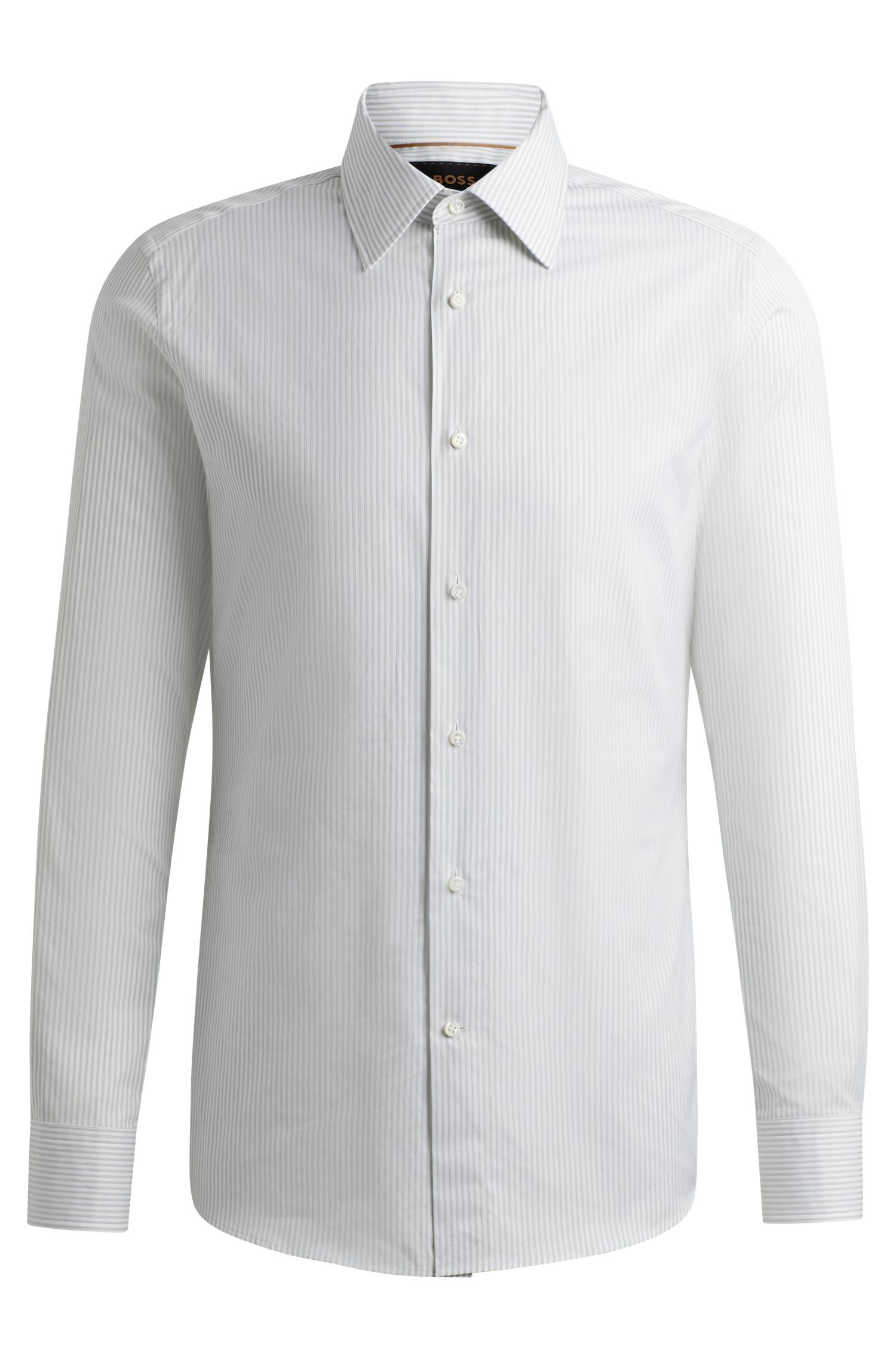 BOSS - Áo sơ mi dáng ôm slim fit cotton kẻ sọc