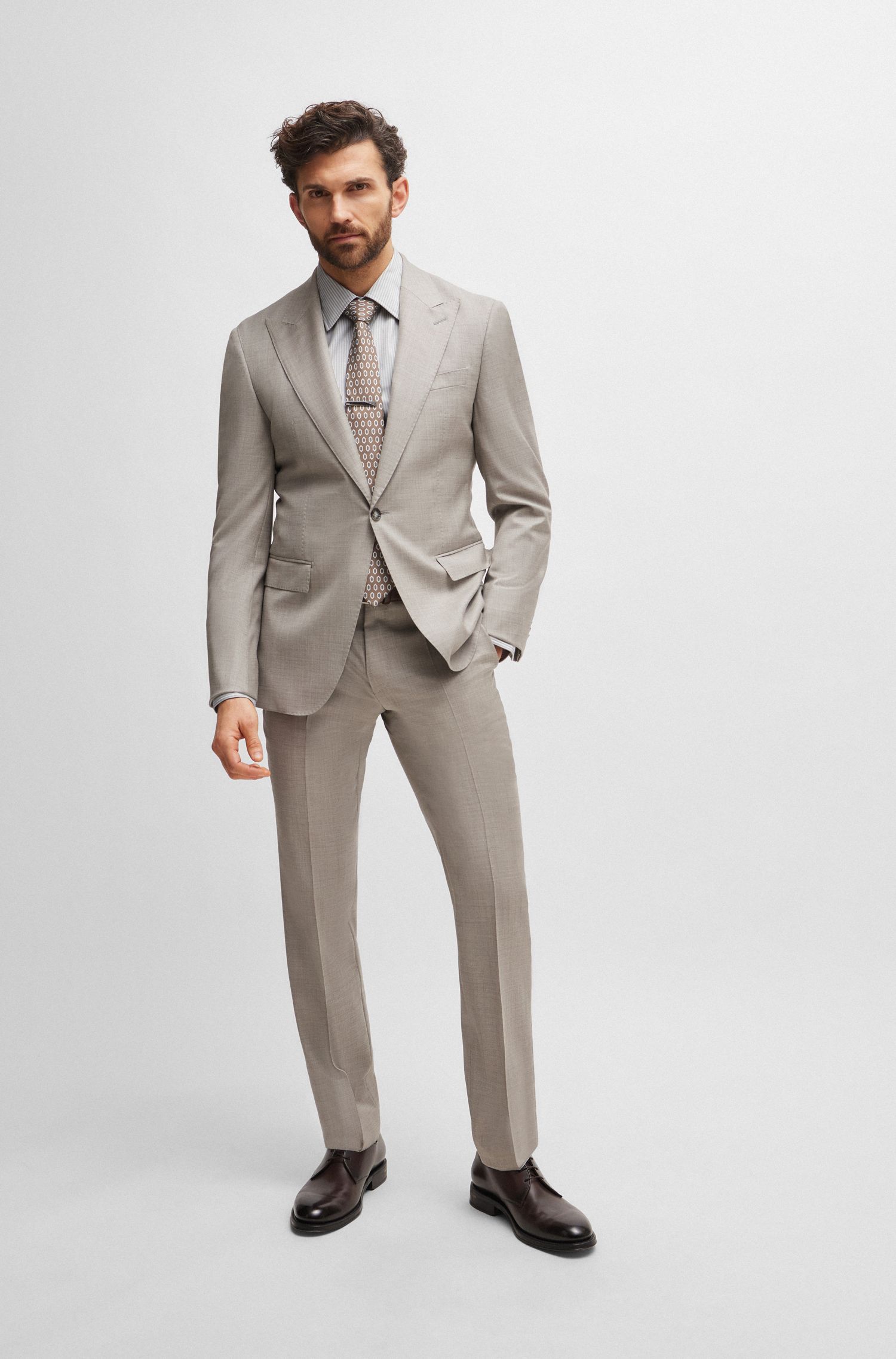 BOSS - Áo sơ mi dáng ôm slim fit cotton kẻ sọc