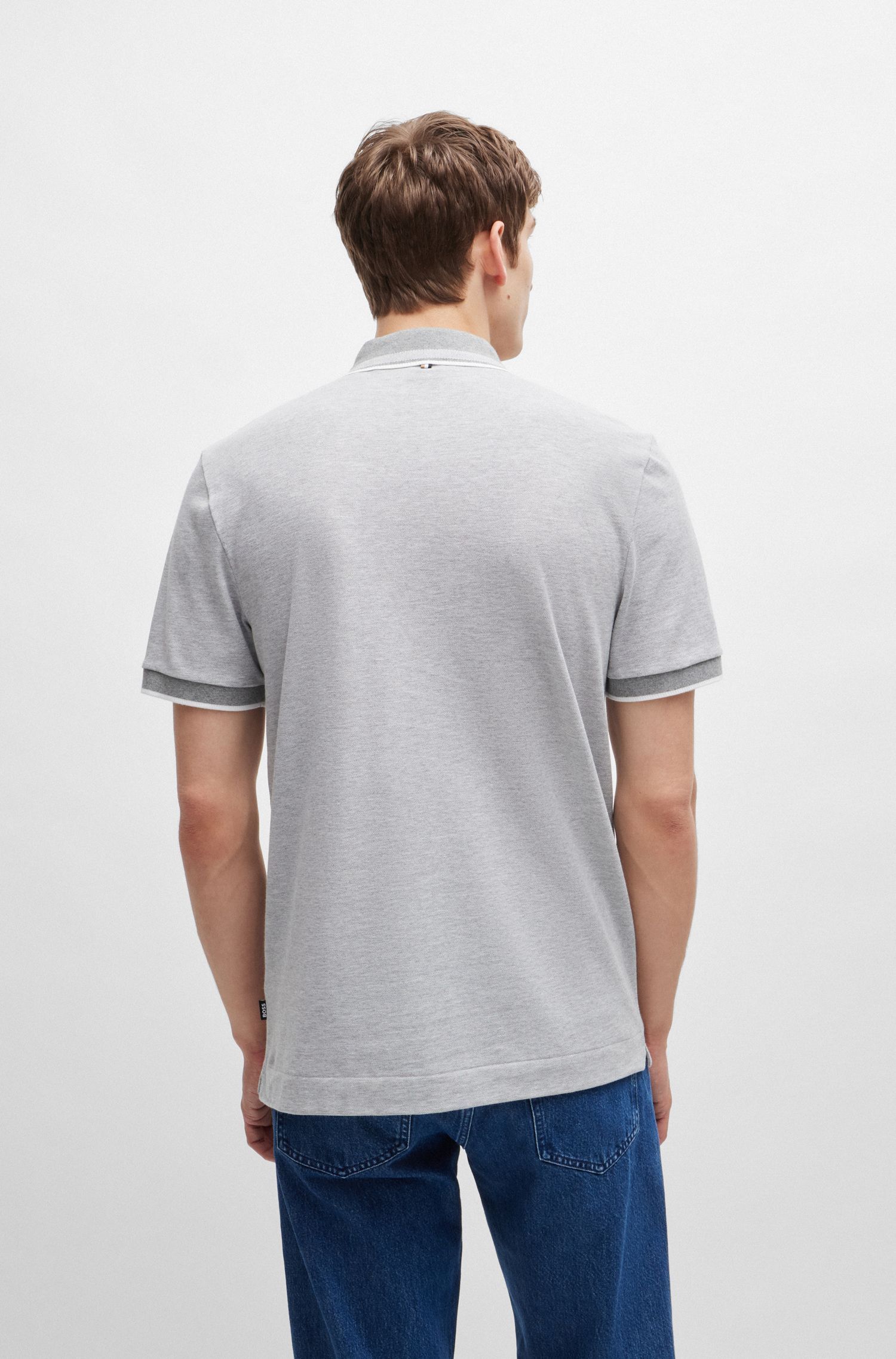 Áo polo cotton Oxford piqué có logo thương hiệu