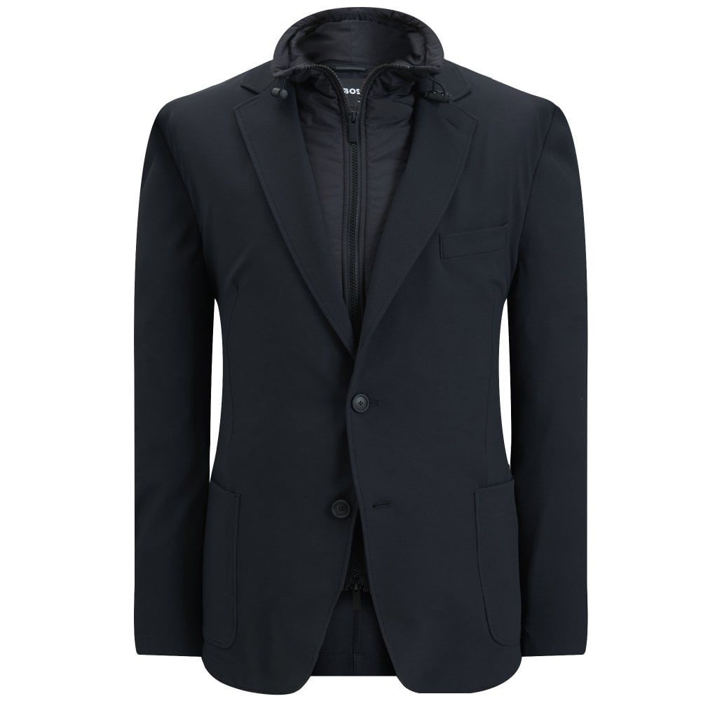 BOSS - Áo vest dáng ôm slim-fit khóa kéo zip độc đáo