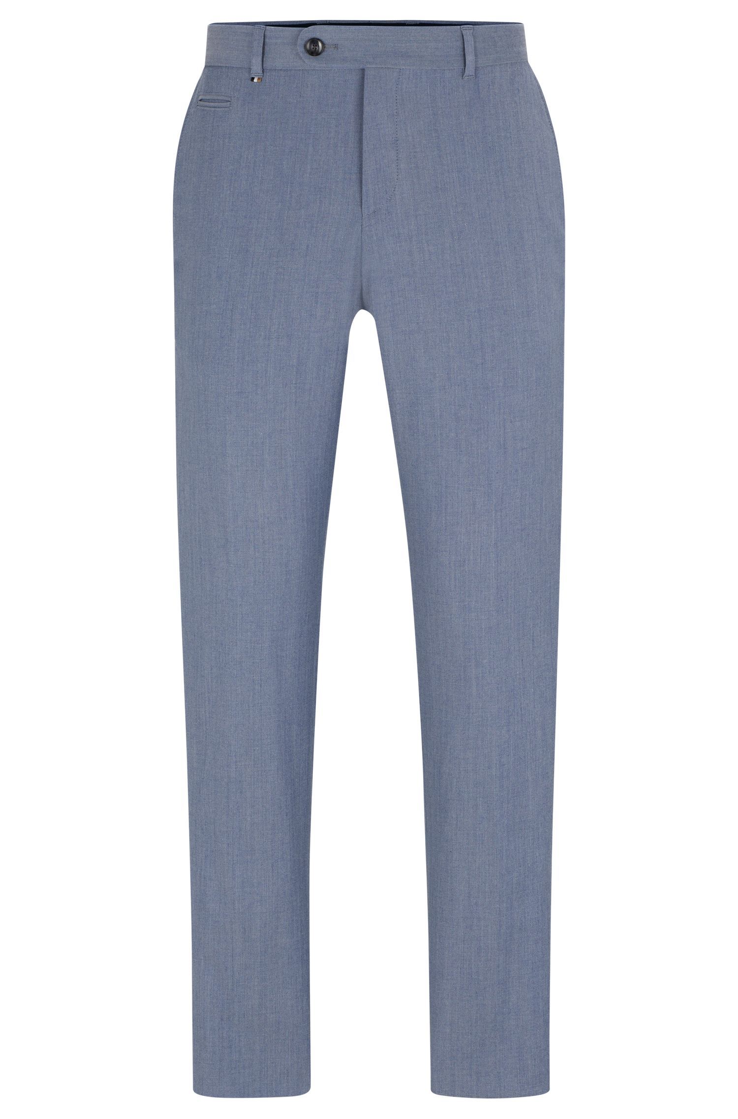 BOSS - Quần dáng ôm slim fit vải pha len
