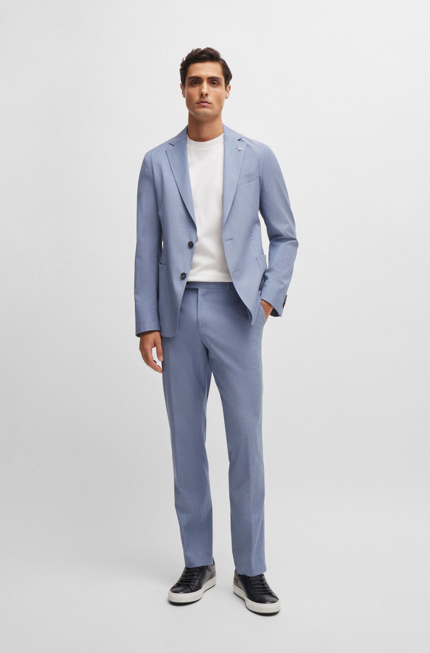 BOSS - Quần dáng ôm slim fit vải pha len