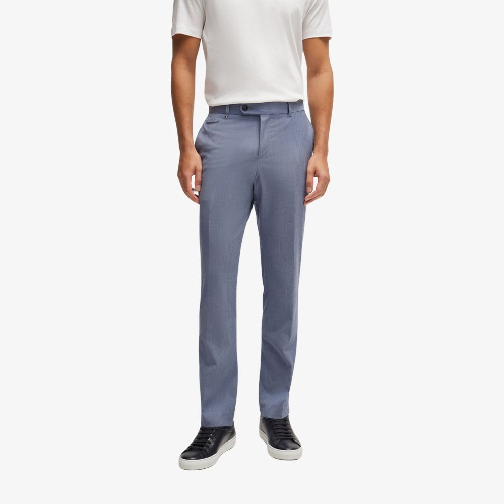 BOSS - Quần dáng ôm slim fit vải pha len