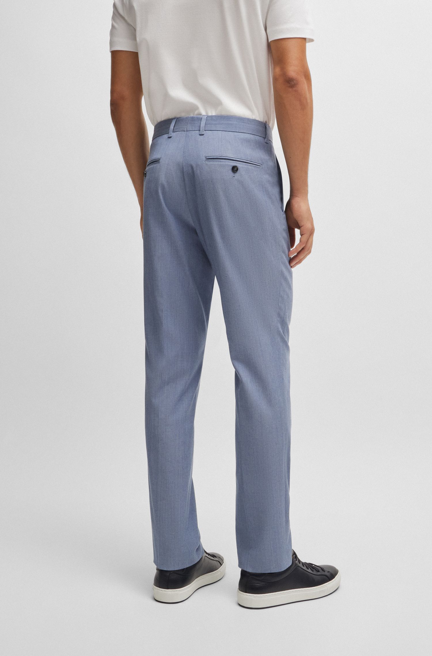 BOSS - Quần dáng ôm slim fit vải pha len