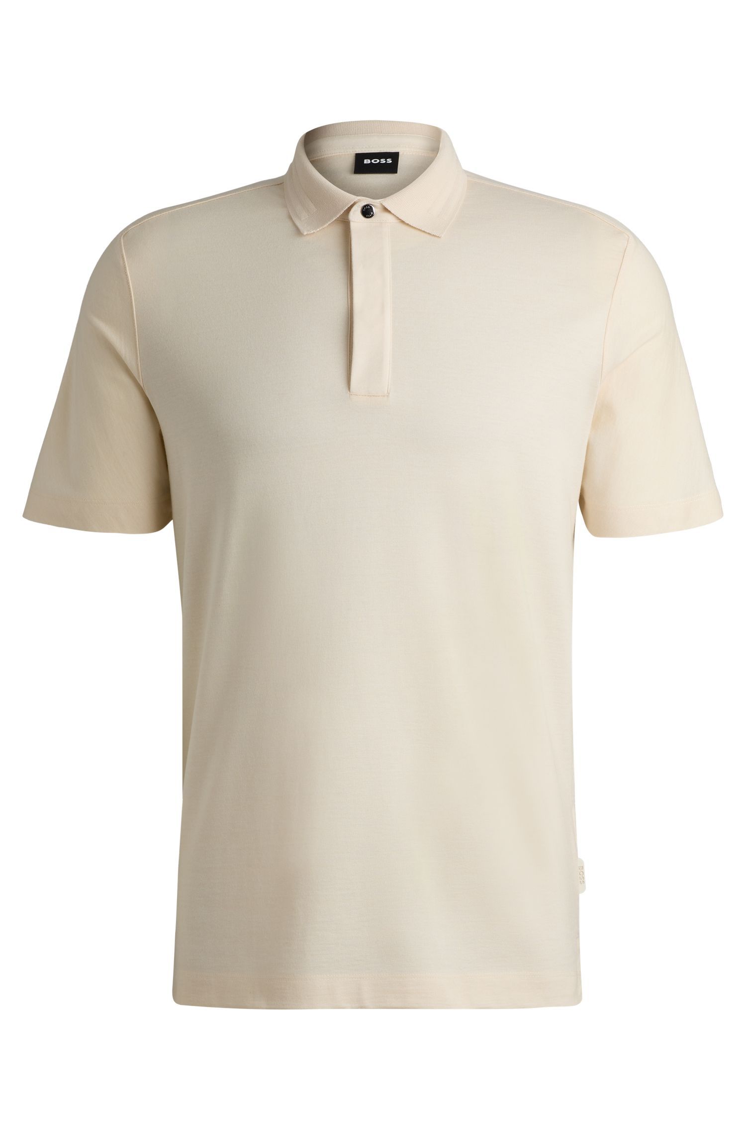 BOSS - Áo polo dáng regular-fit vải flannel chải