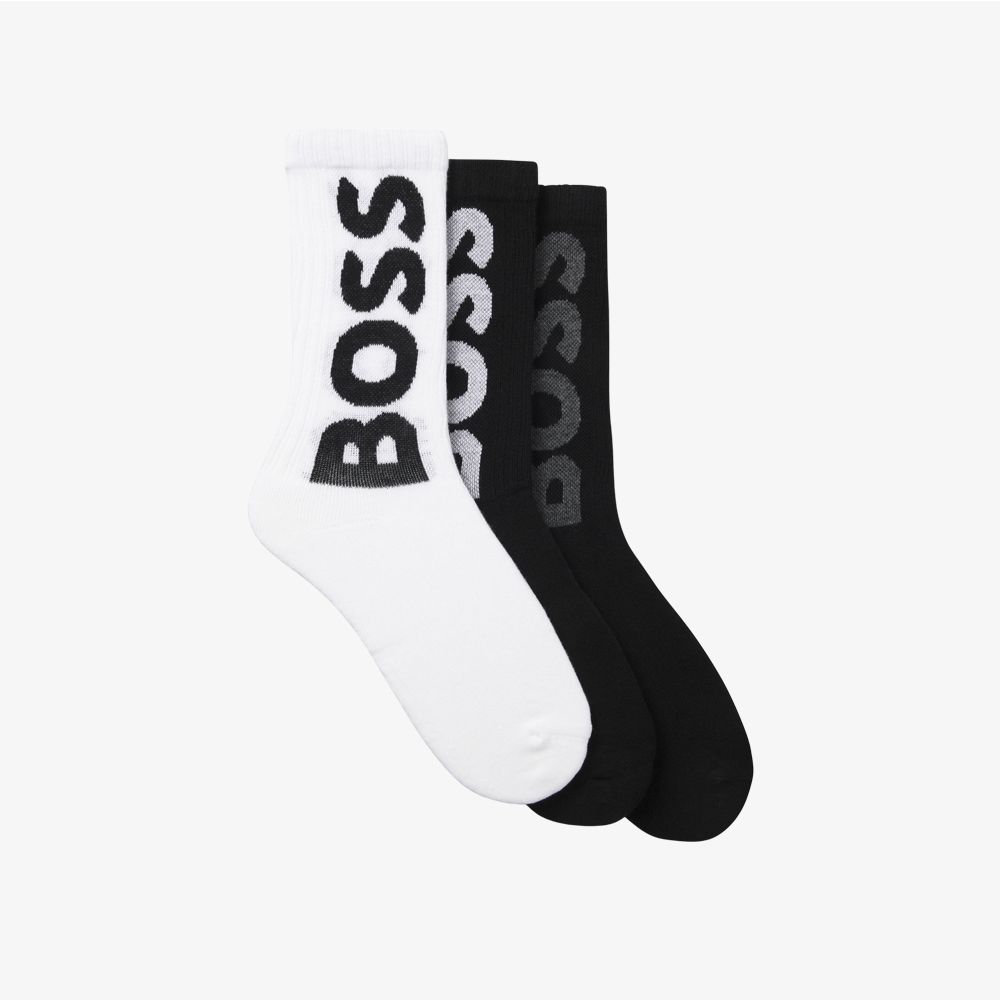 BOSS - Bộ 3 đôi tất ngắn với logo lớn