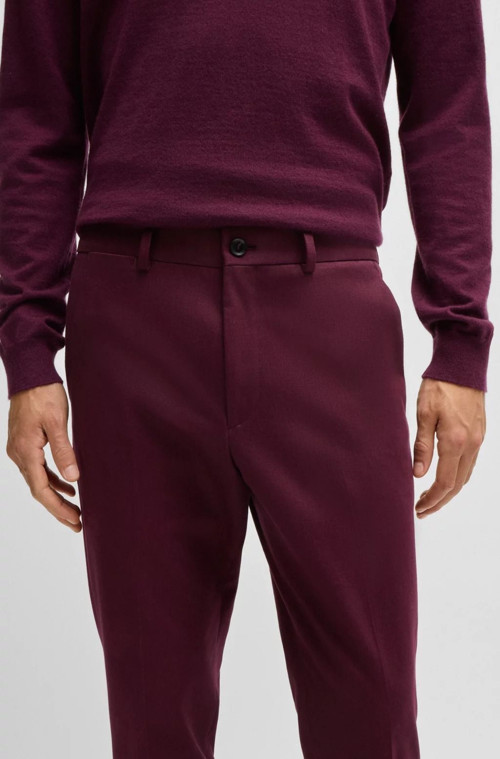 BOSS - Quần dài dáng slim-fit chất cotton co giãn