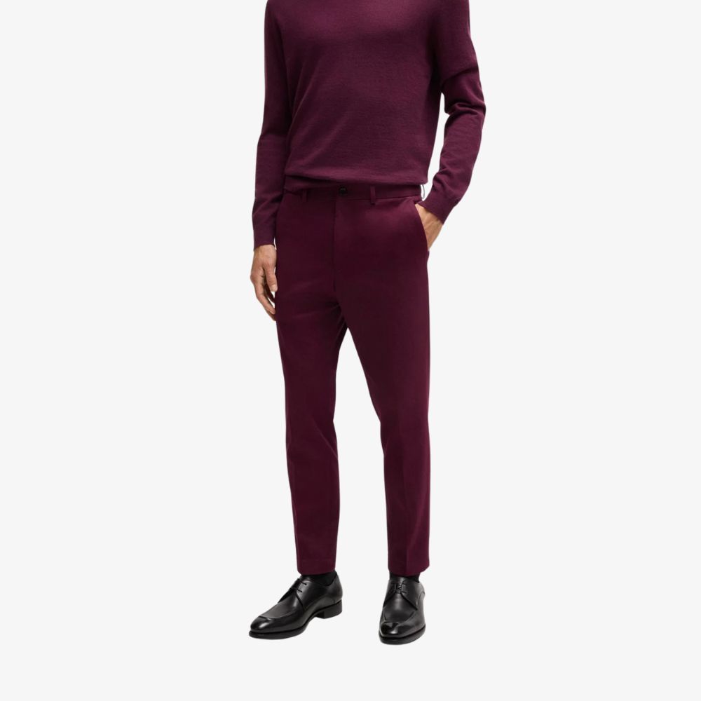 BOSS - Quần dài dáng slim-fit chất cotton co giãn