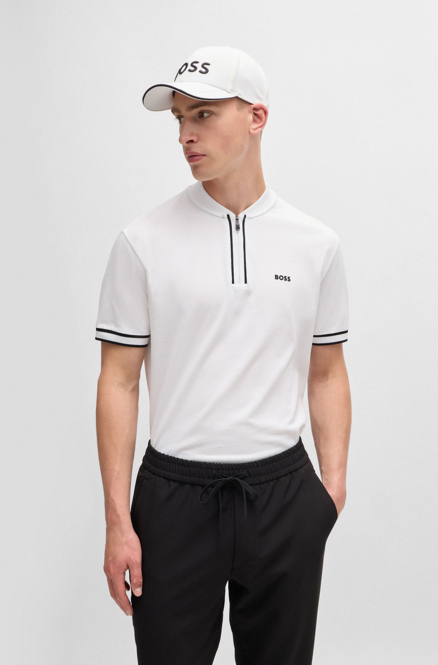 Áo polo cổ khóa kéo vải cotton piqué