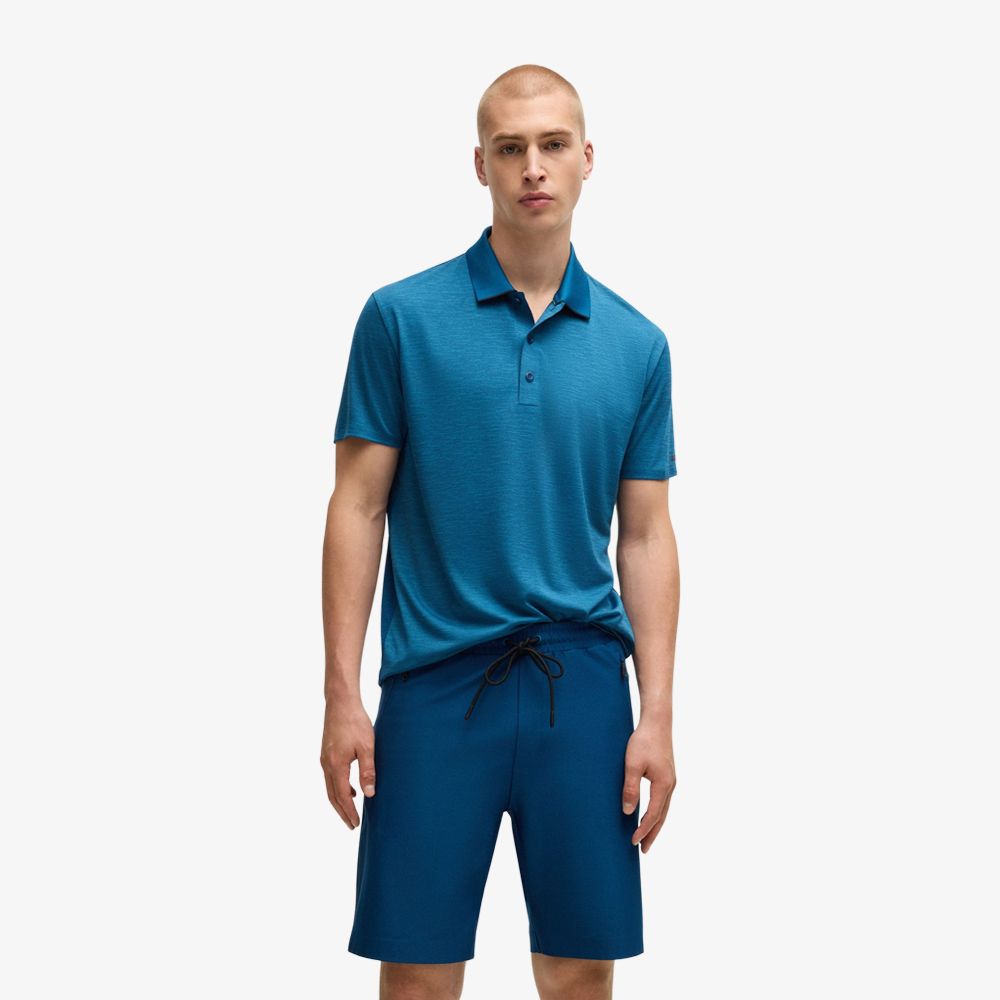 BOSS - Áo polo vải jersey co giãn nhanh khô có logo