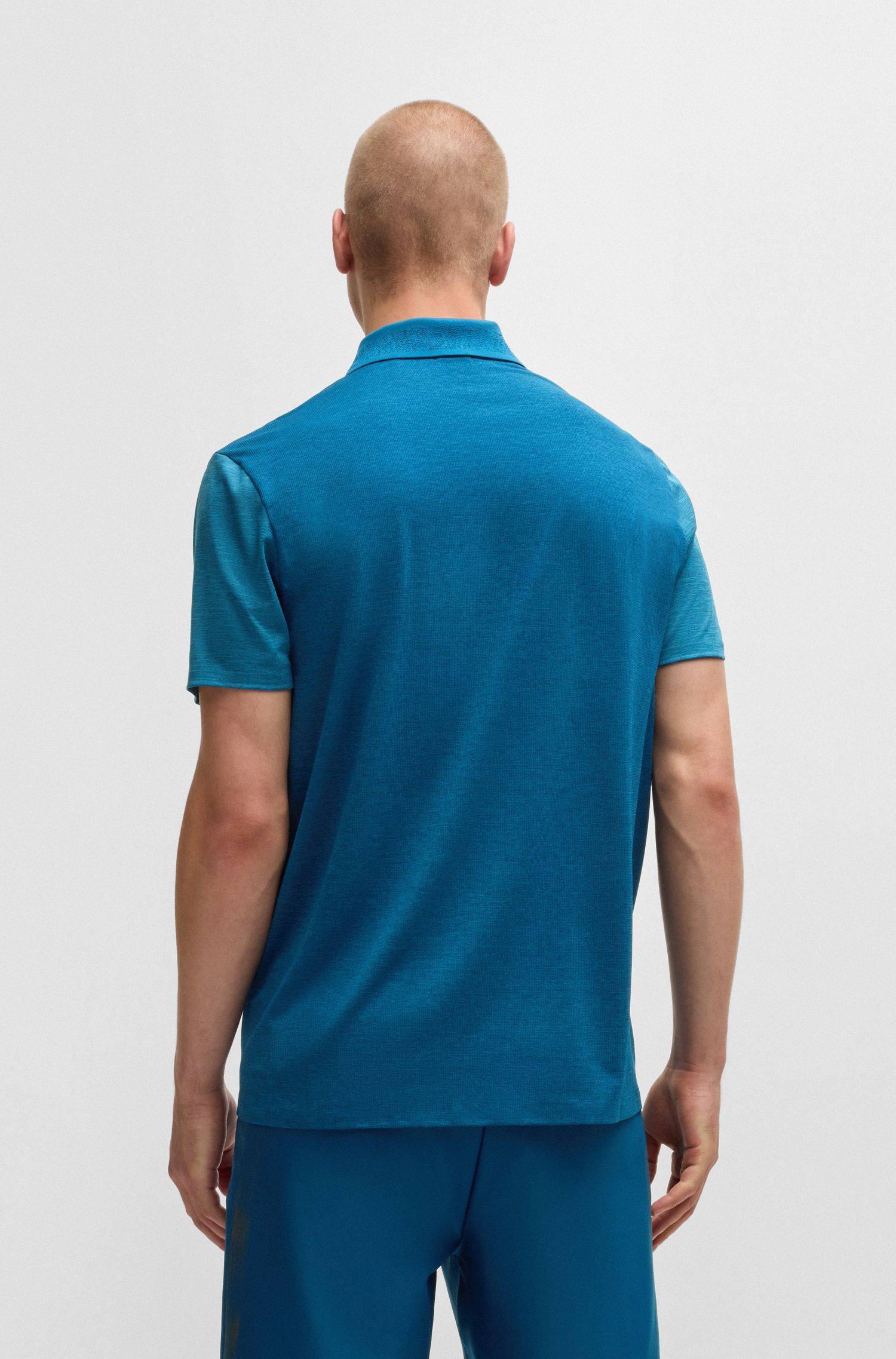 BOSS - Áo polo vải jersey co giãn nhanh khô có logo