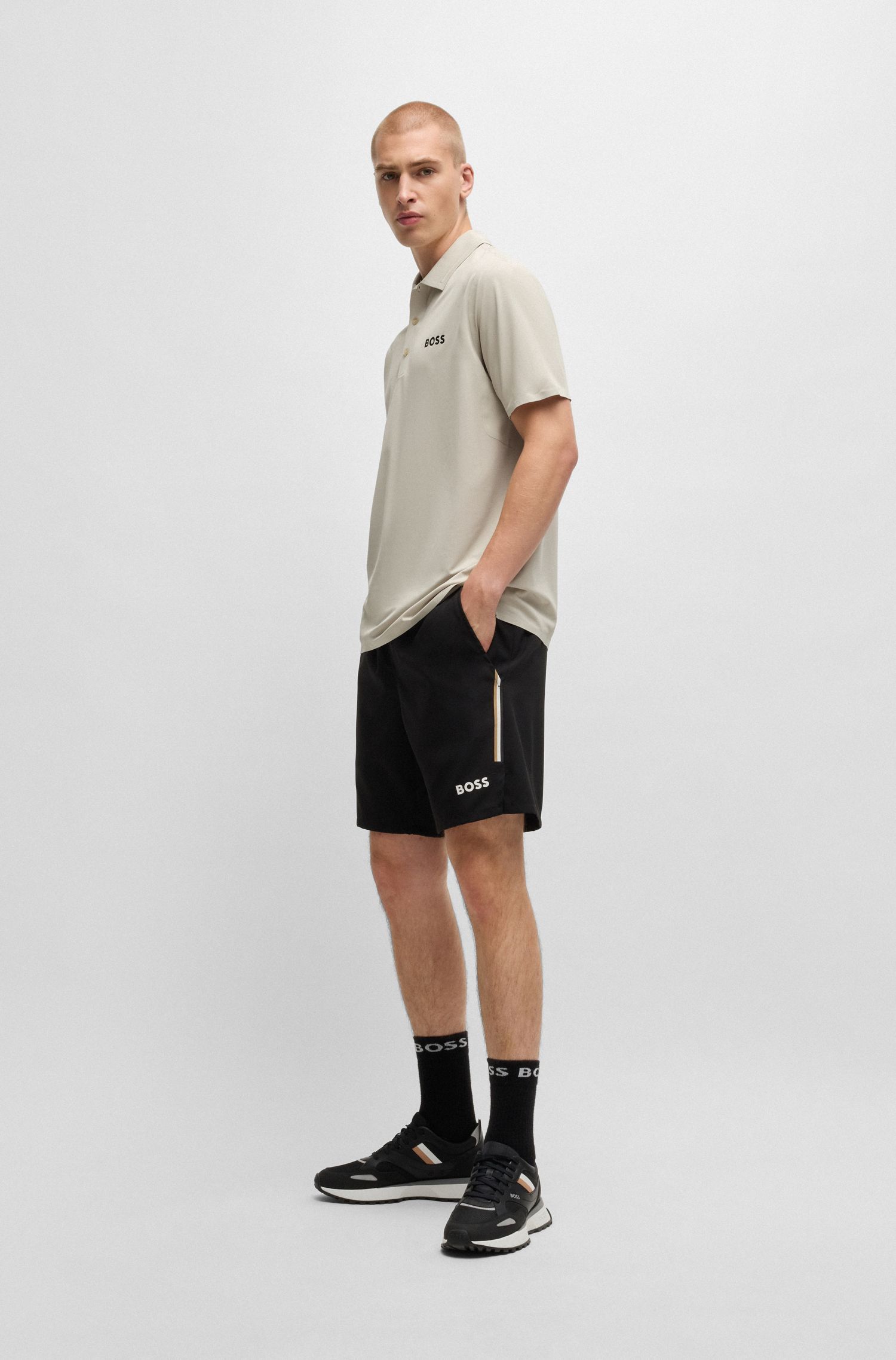 BOSS x Matteo Berrettini Áo polo dáng ôm slim fit ngăn tia UV