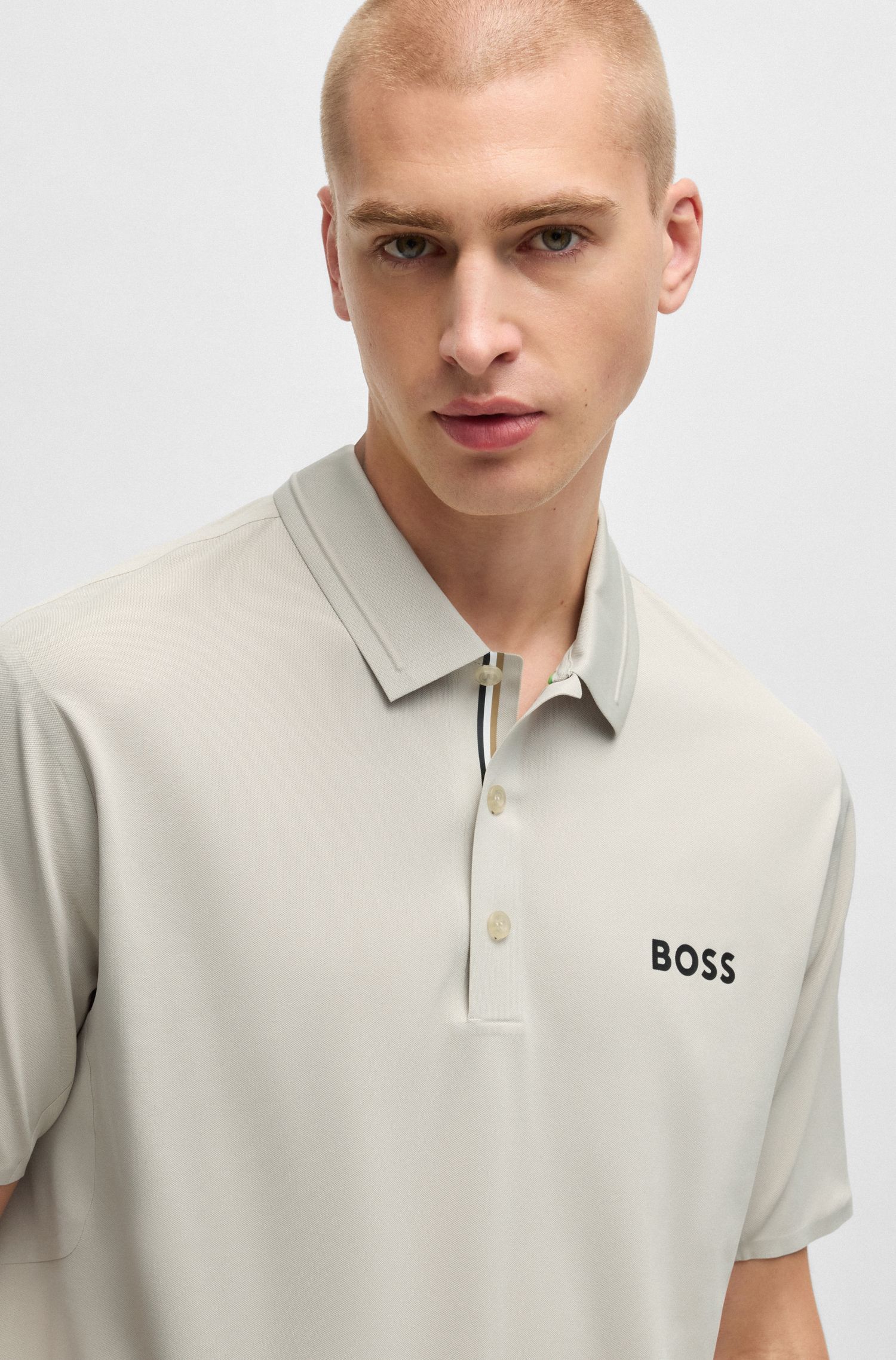 BOSS x Matteo Berrettini Áo polo dáng ôm slim fit ngăn tia UV