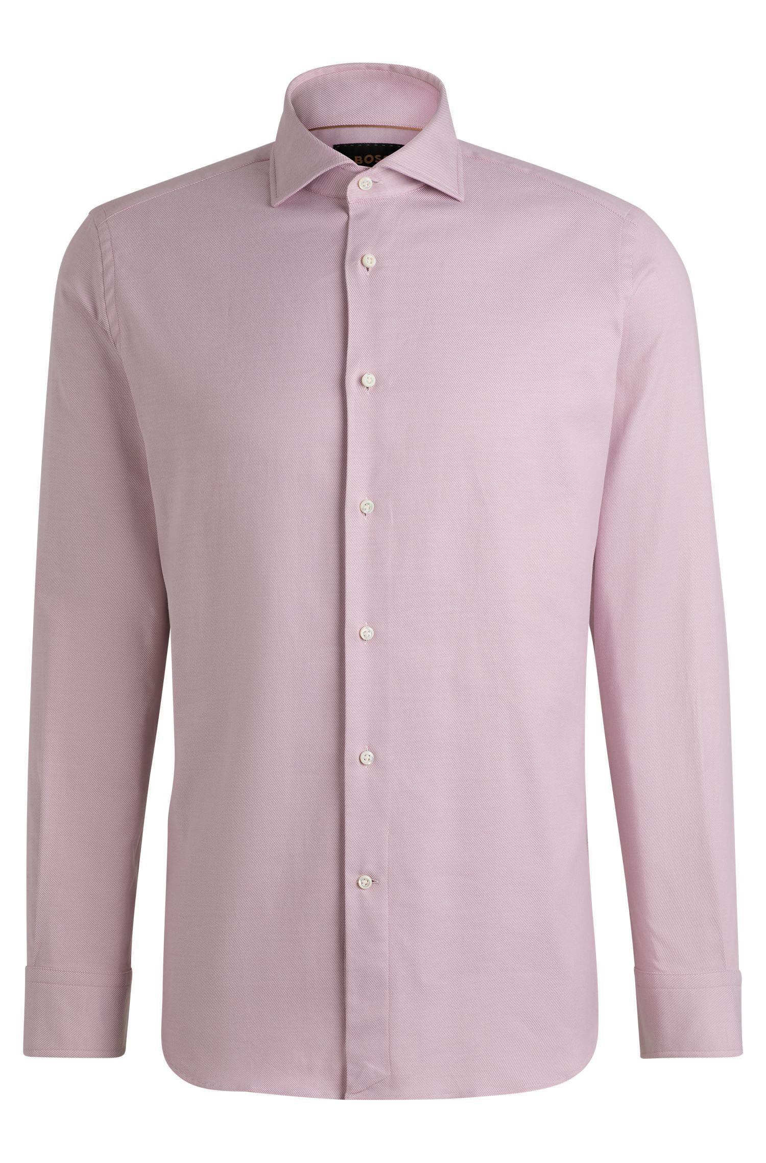 BOSS - Áo sơ mi dáng regular-fit vải cotton co giãn với sọc chéo