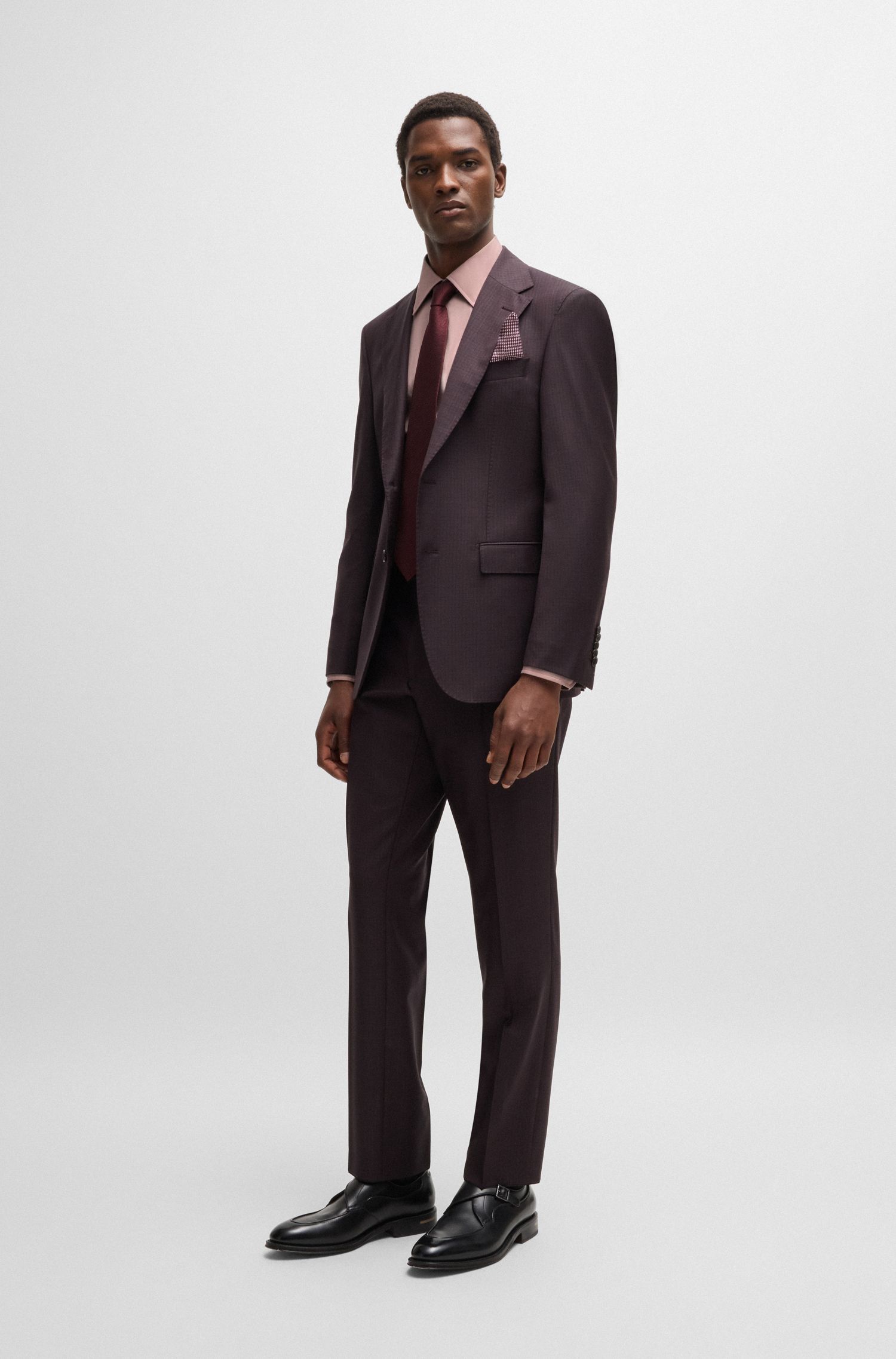 BOSS - Áo sơ mi dáng ôm slim fit vải cotton pha