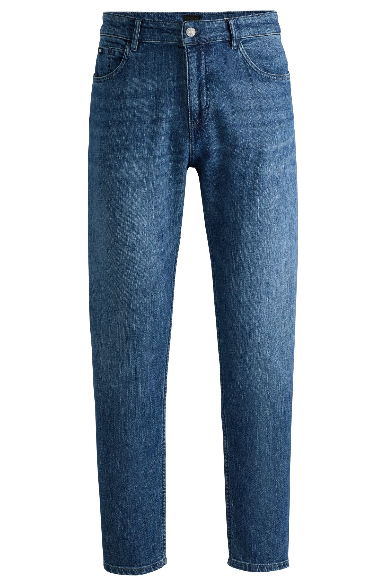 BOSS - Quần jeans dáng regular-fit vải denim co giãn cơ học