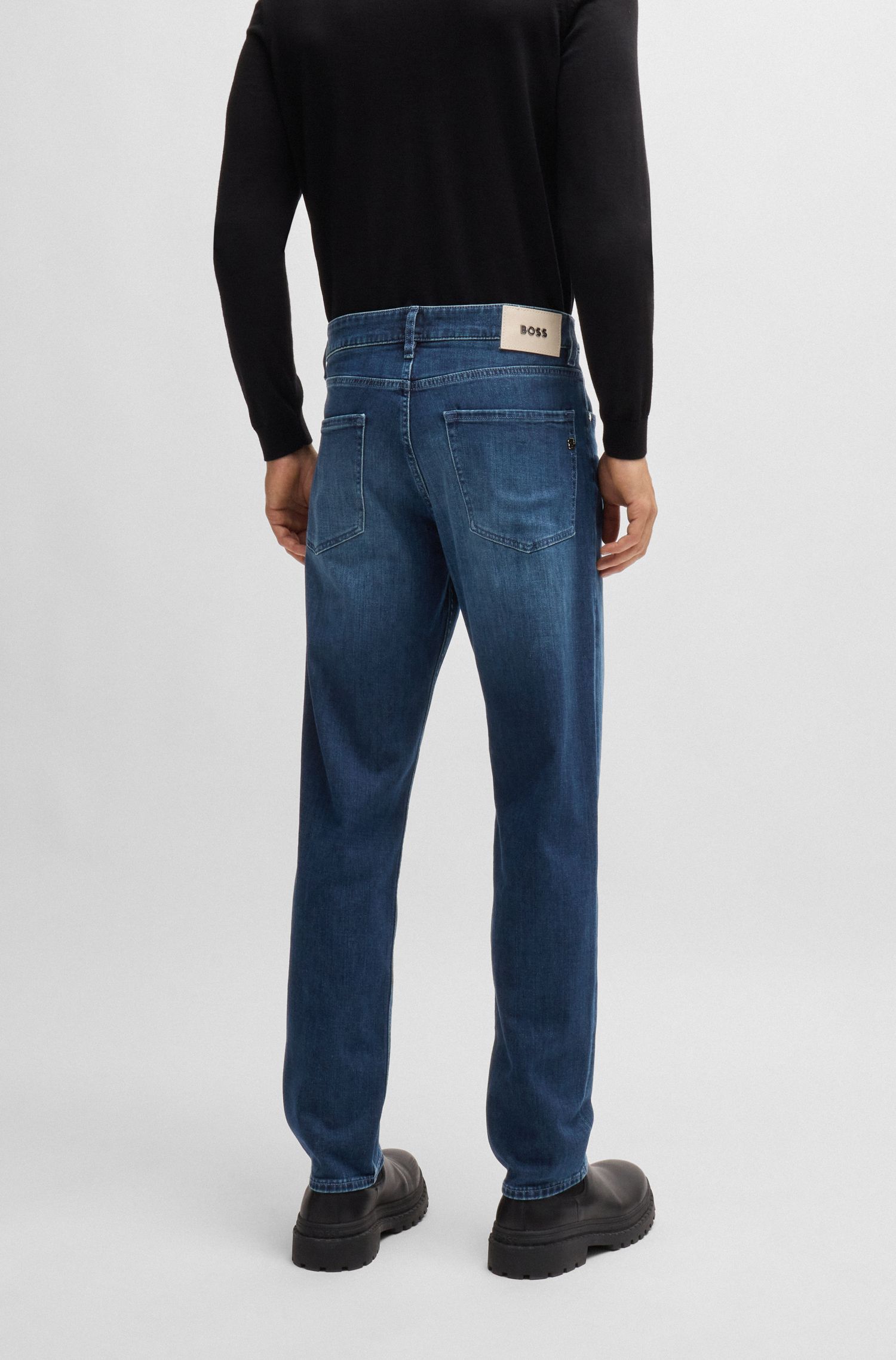 BOSS - Quần jeans dáng regular-fit co giãn