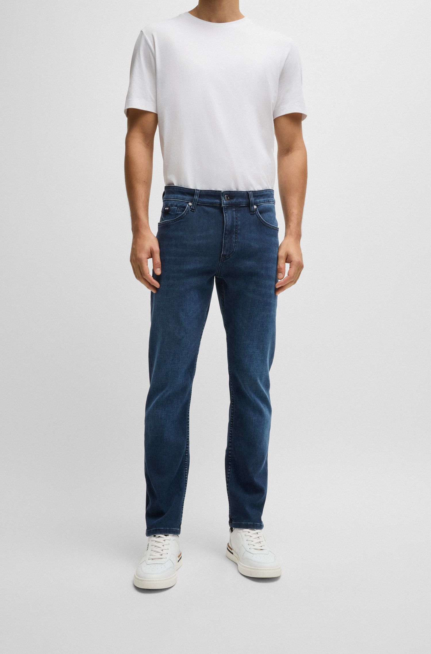 Quần jeans dáng slim-fit vải denim dệt kim co giãn