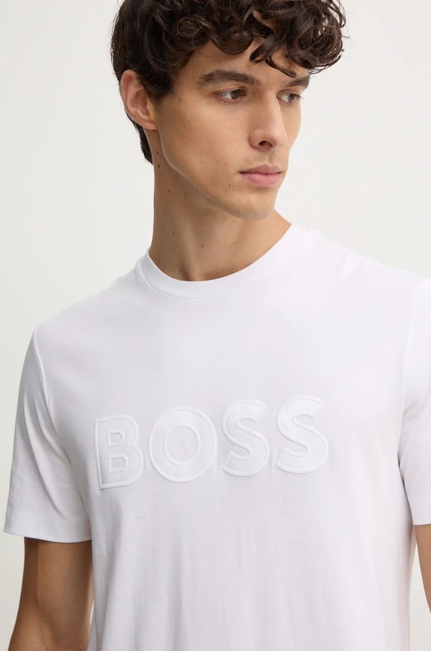 BOSS - Áo thun dáng regular-fit vải cotton jersey có logo