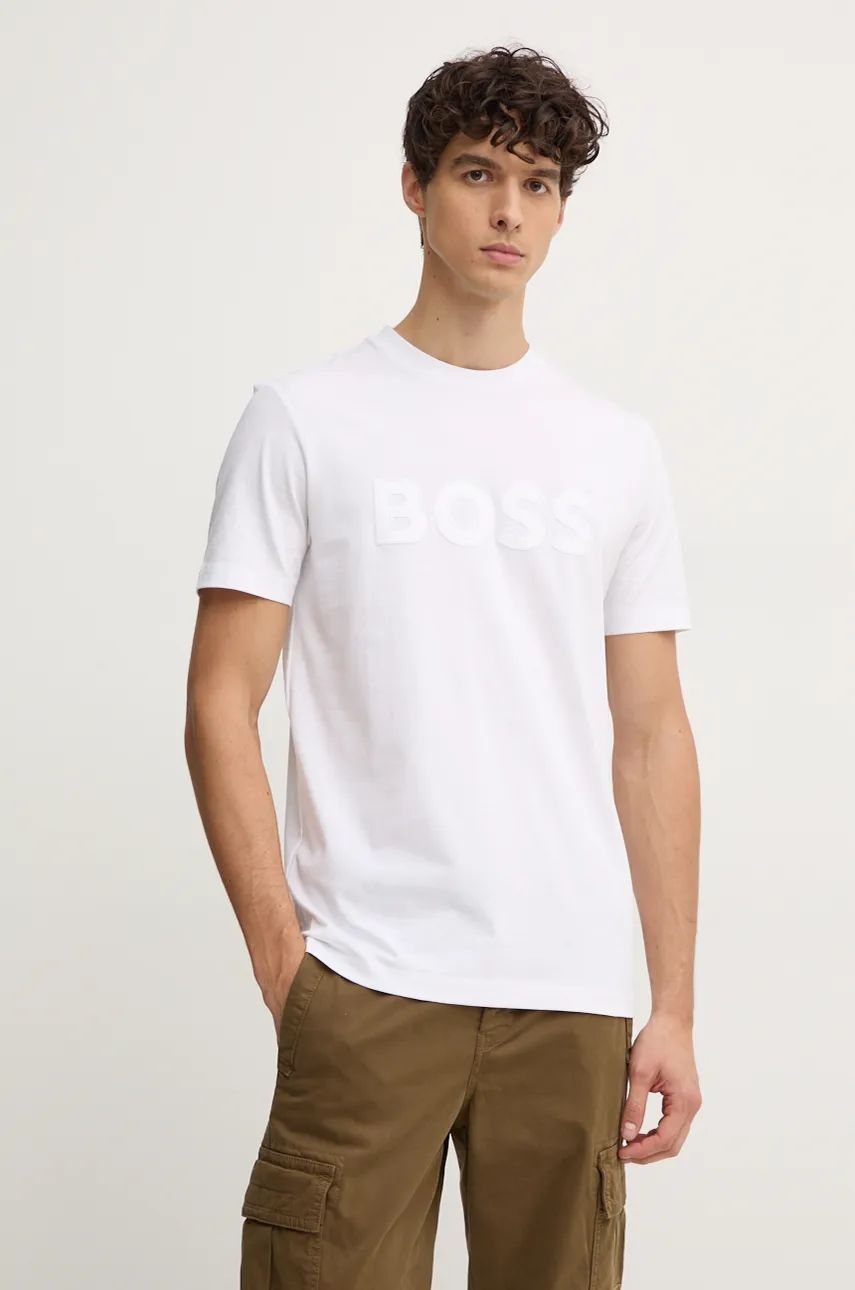 BOSS - Áo thun dáng regular-fit vải cotton jersey có logo