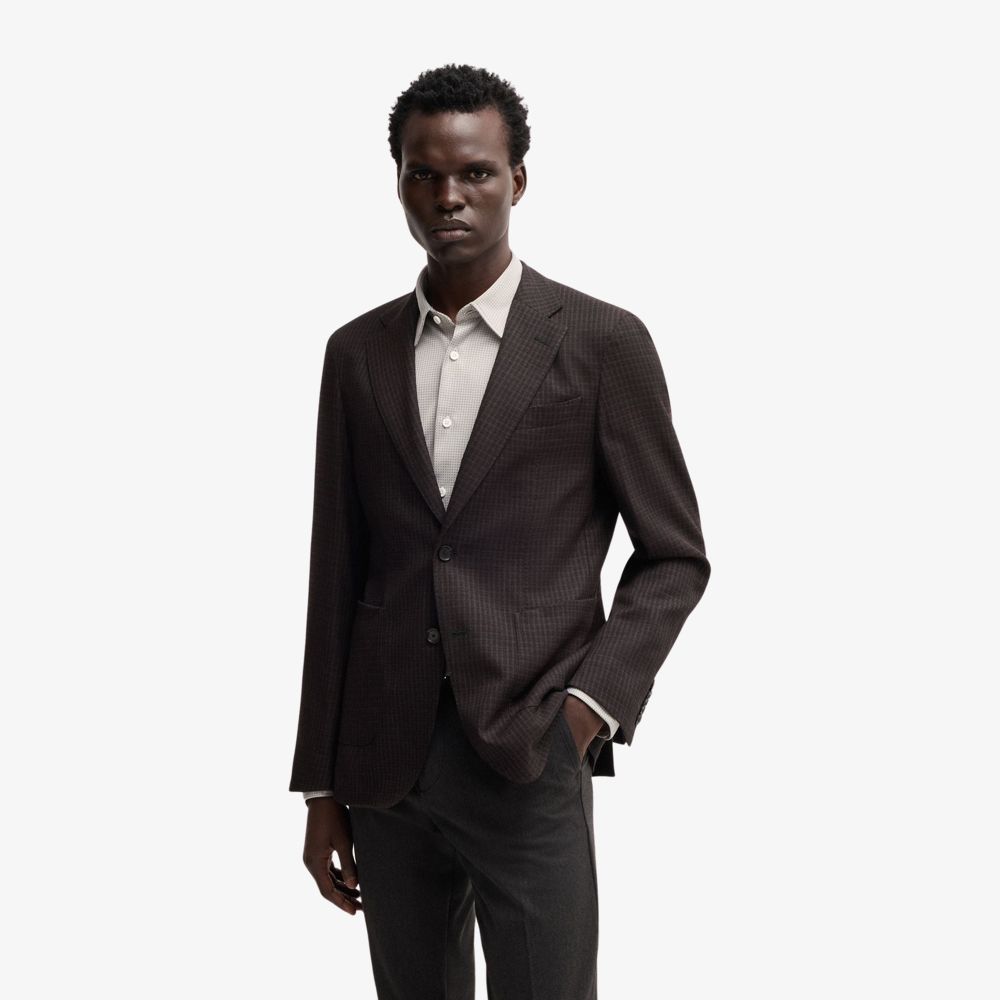 BOSS - Áo khoác dáng ôm slim fit vải len pha