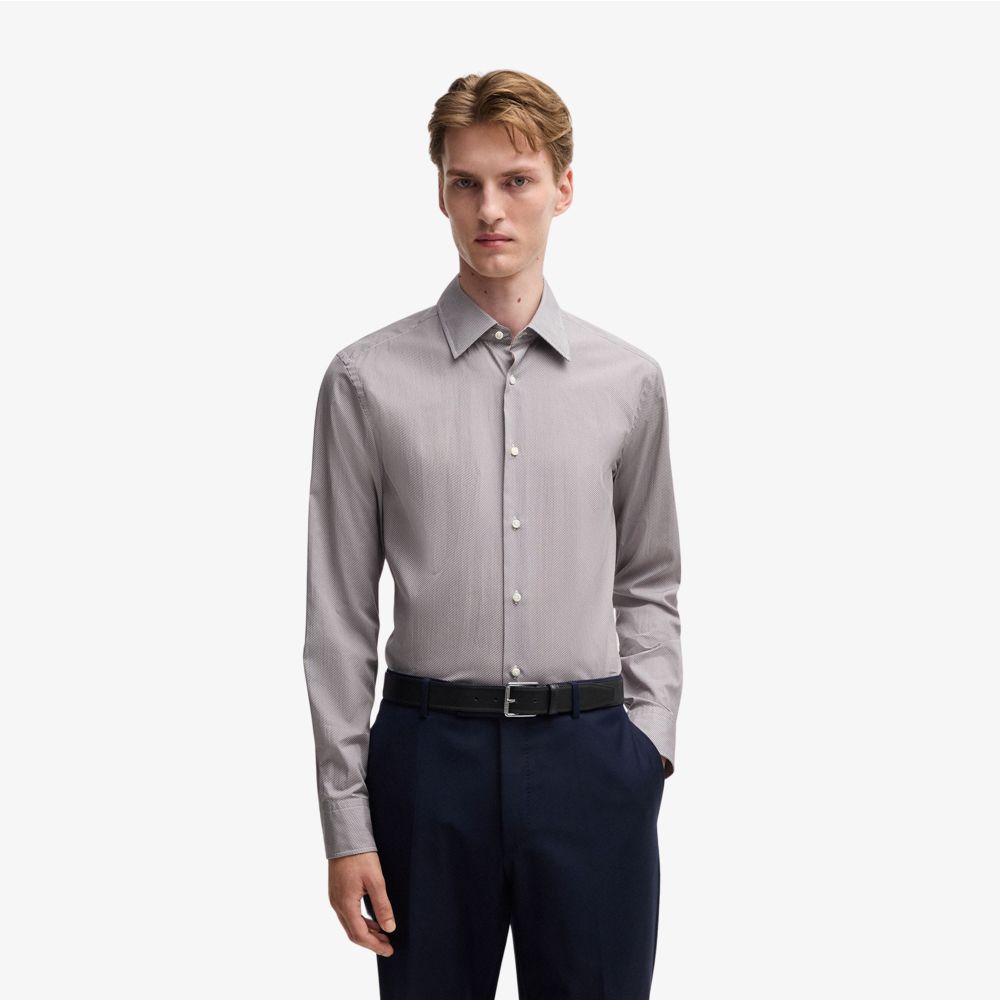 BOSS - Áo sơ mi dáng ôm slim fit với họa tiết cotton