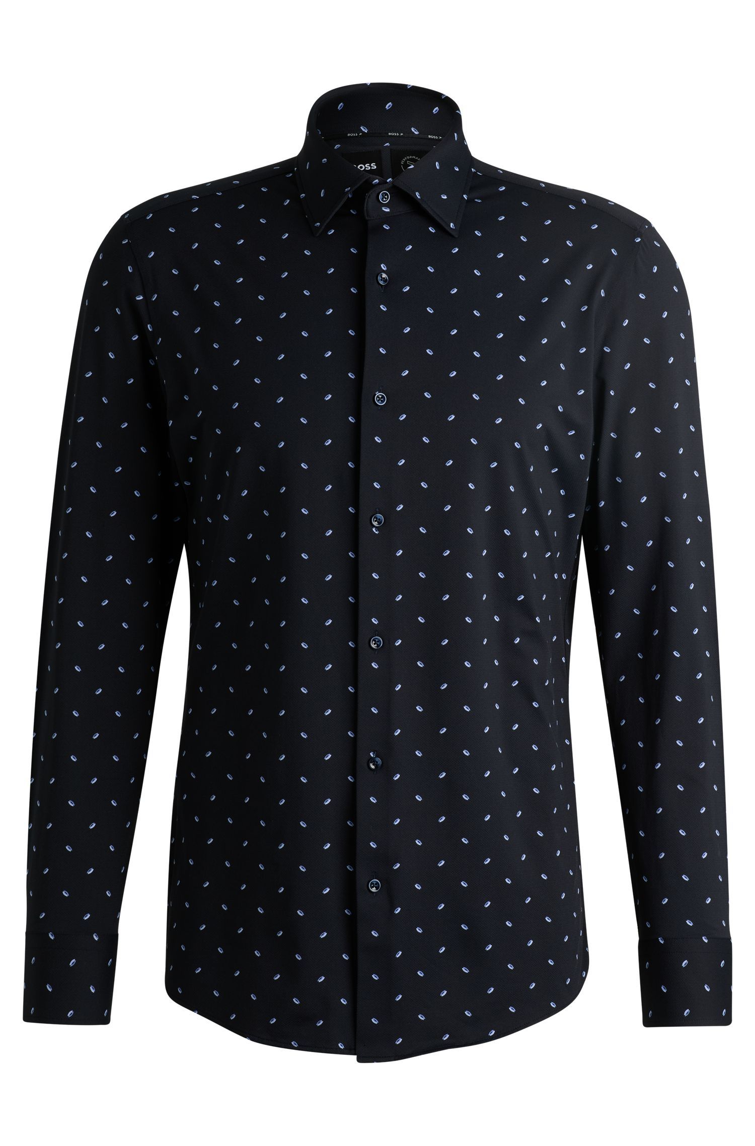 BOSS - Áo sơ mi dáng slim-fit chất vải co giãn in hoạ tiết
