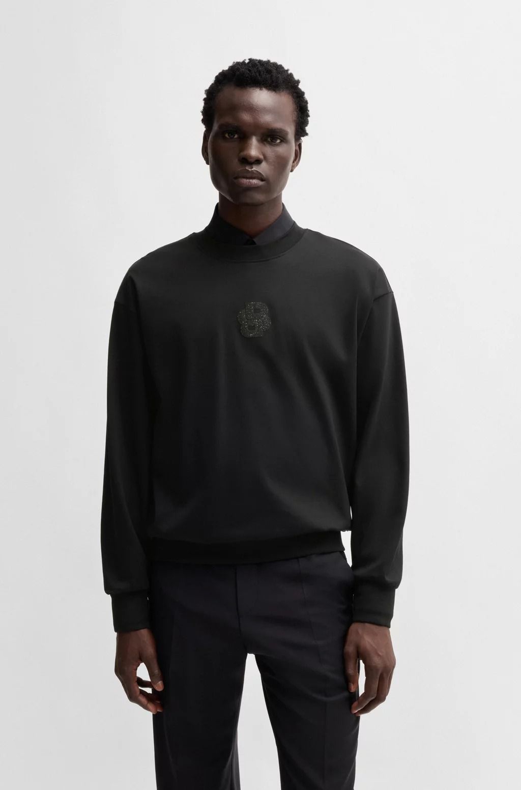 Áo nỉ dáng relaxed-fit cotton có họa tiết Double B monogram