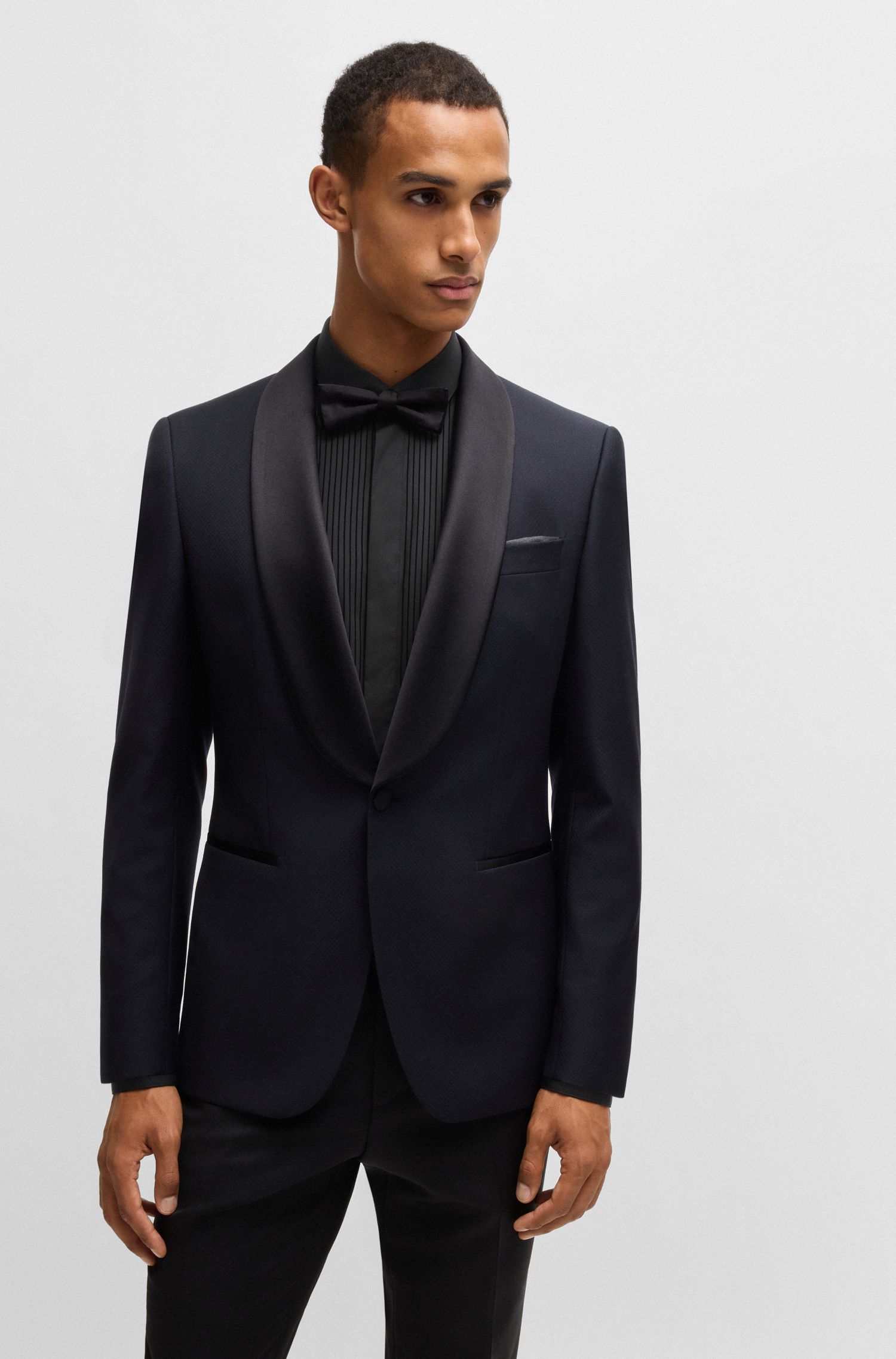 BOSS - Áo sơ mi dáng slim-fit vải xếp ly
