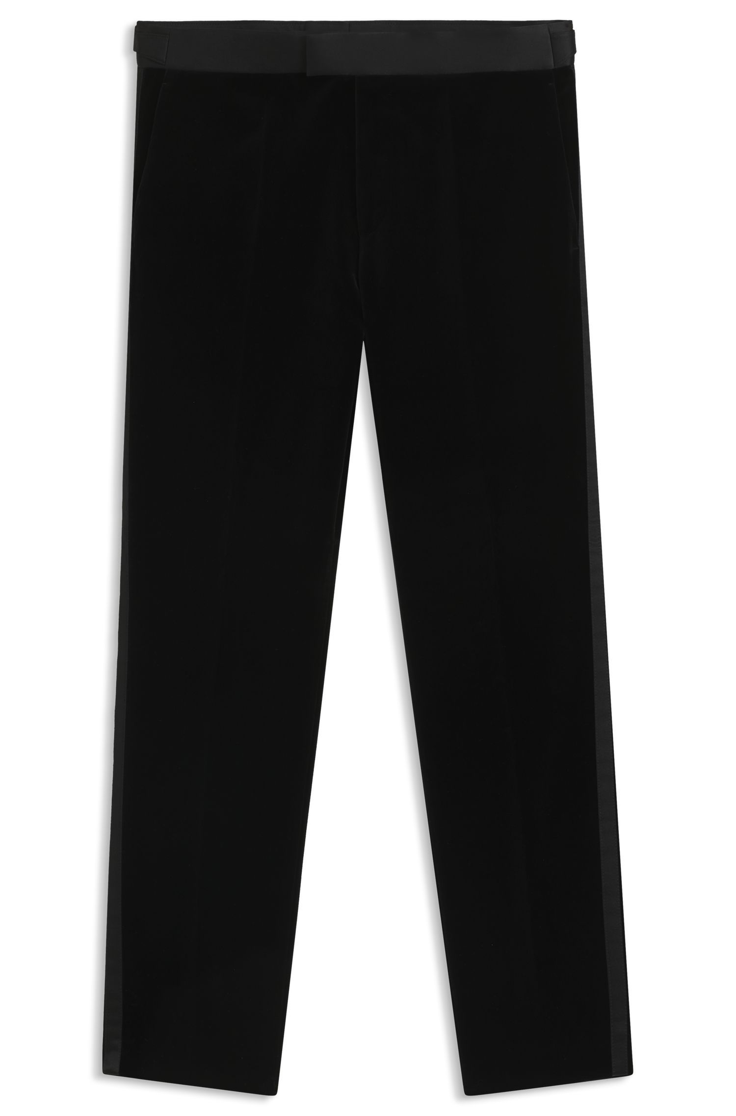 BOSS - Quần tây tuxedo dáng slim fit vải nhung cotton