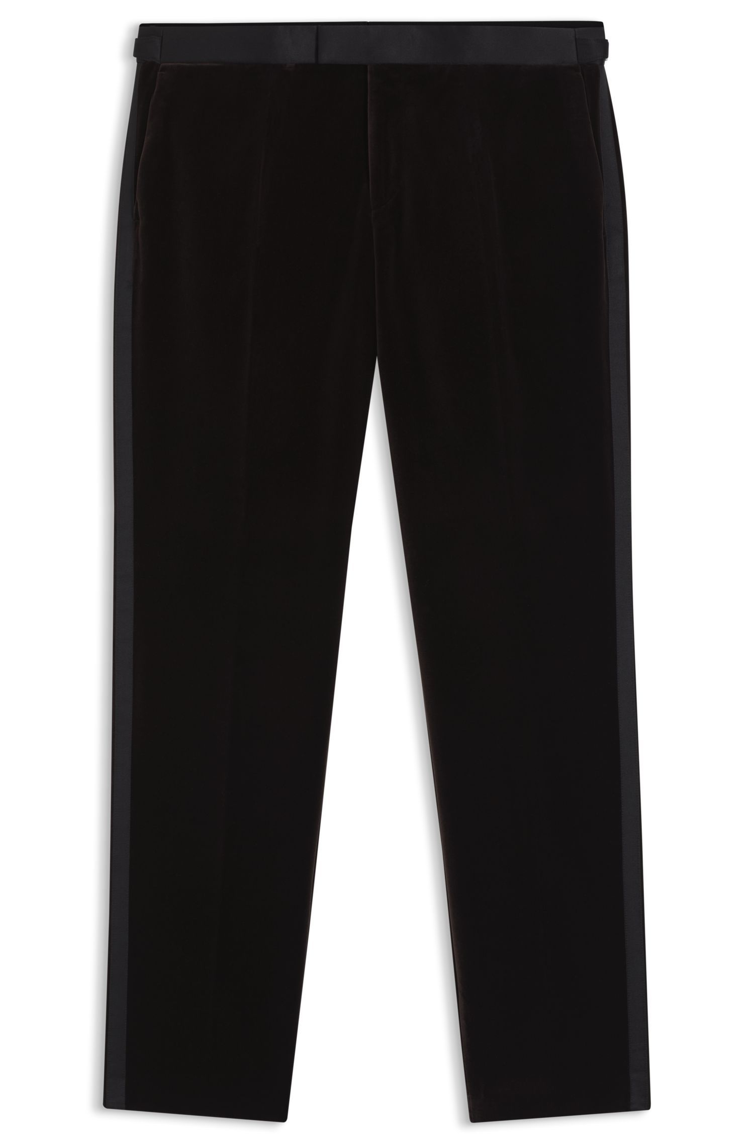 BOSS - Quần tây tuxedo dáng slim fit vải nhung cotton