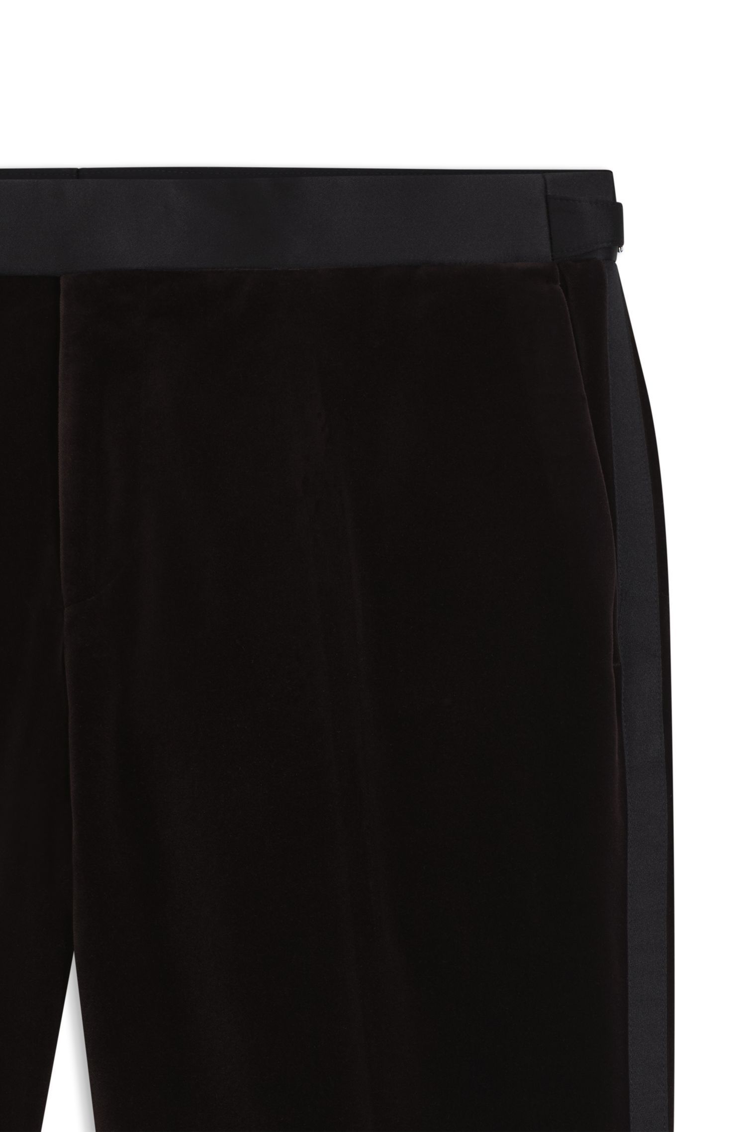 BOSS - Quần tây tuxedo dáng slim fit vải nhung cotton